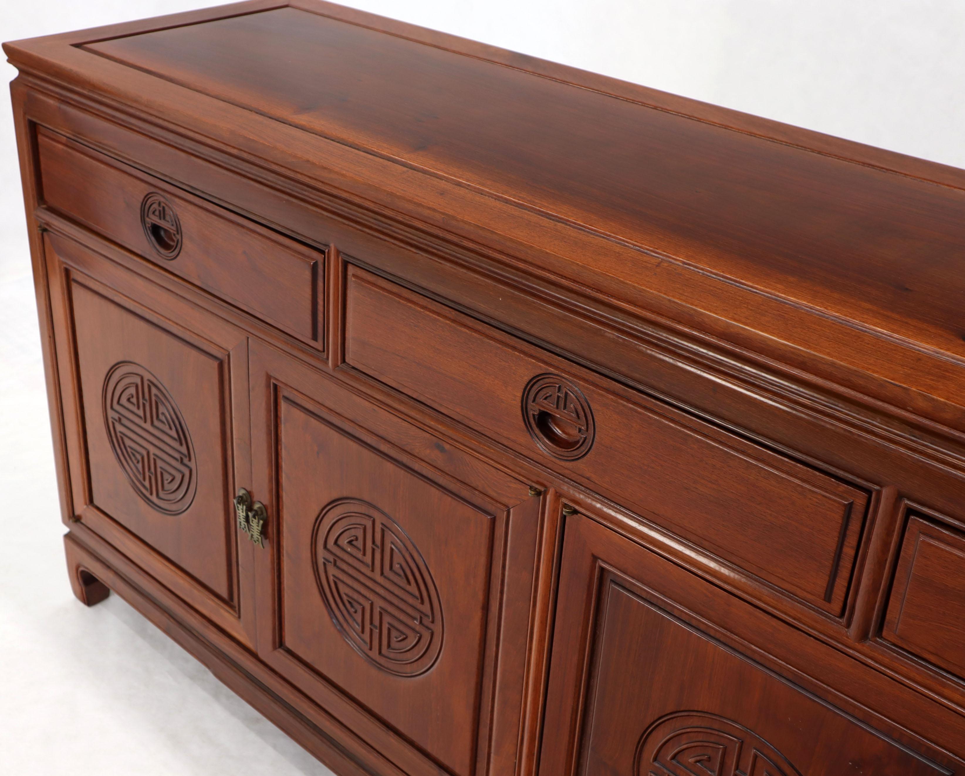 Mid-Century Modern Solid Rosewood Chinese Sideboard or Credenza In Excellent Condition In Rockaway, NJ