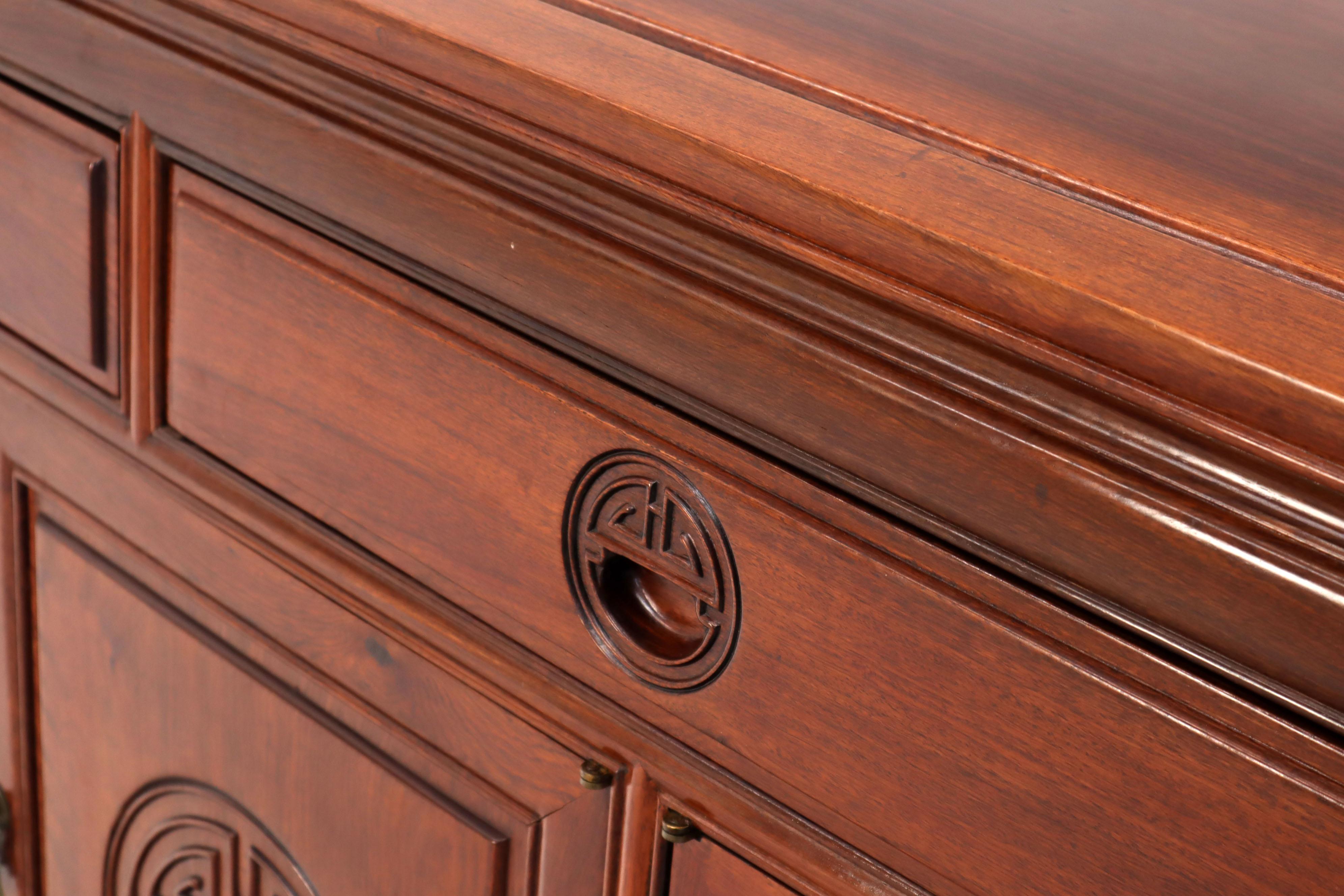Mid-Century Modern Solid Rosewood Chinese Sideboard or Credenza 1