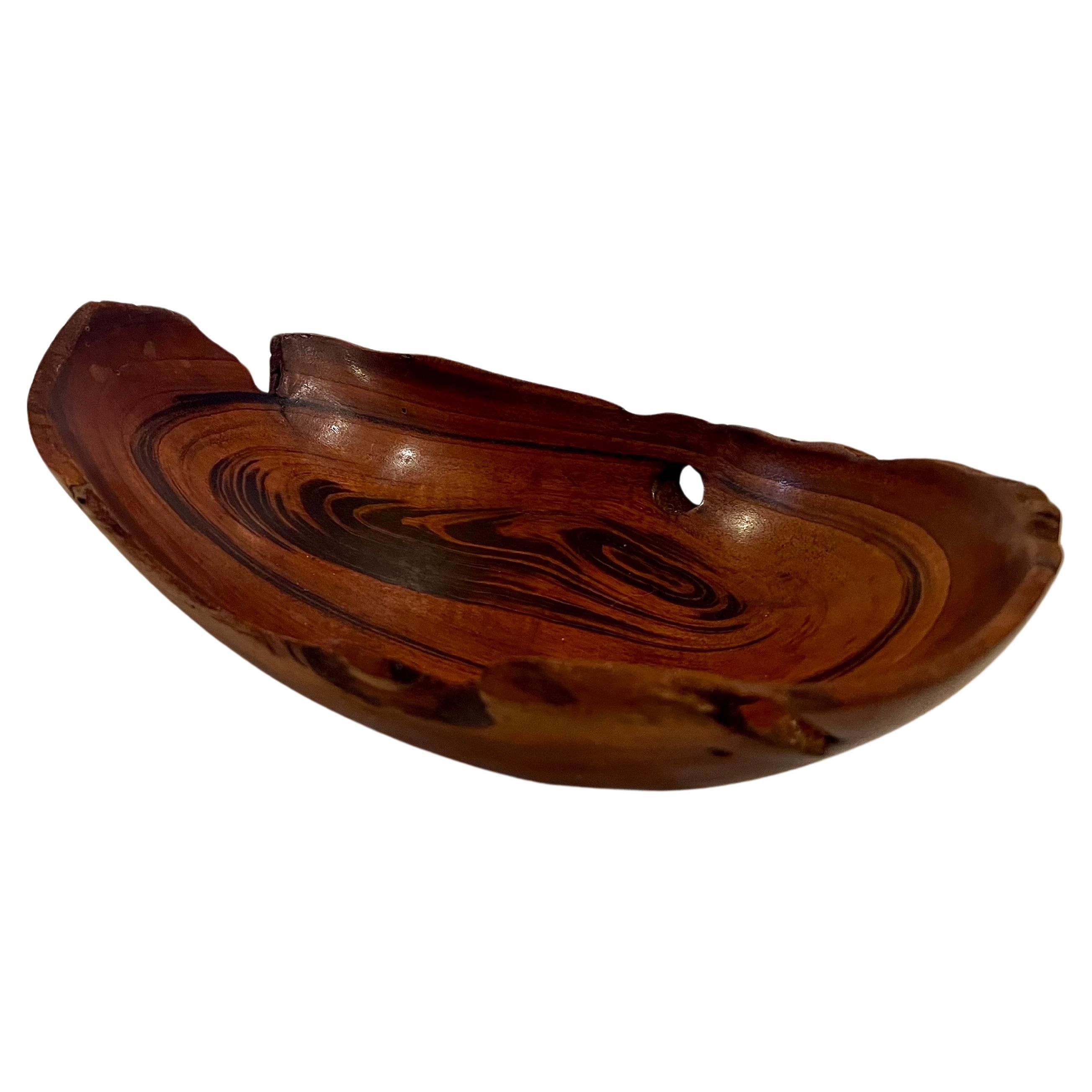 20th Century mid Century Modern Solid Rosewood Hand Carved Catch It All Freeform Bowl For Sale