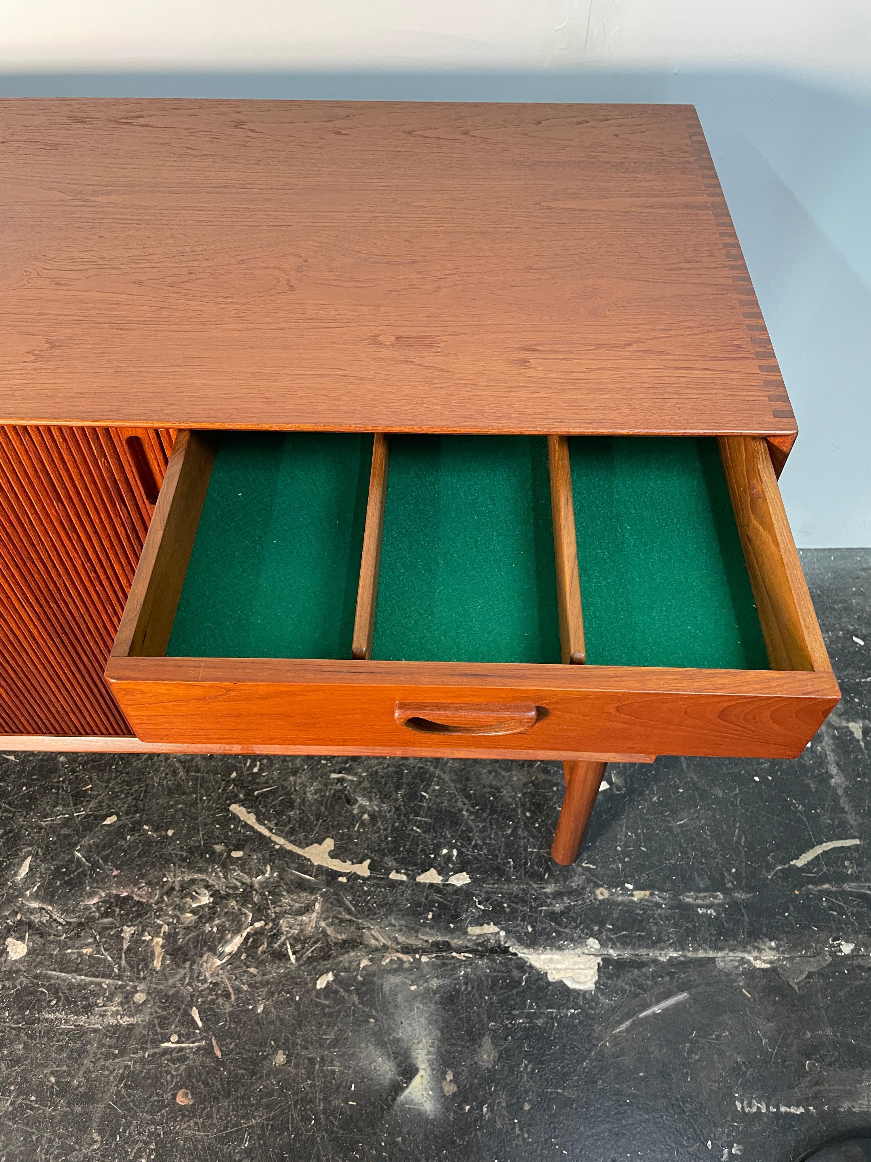 Mid-20th Century Solid Teak Tambour Credenza by Peter Hvidt and Orla Mølgaard-Nielsen