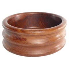 Mid-Century Modern Solid Teak Fluted Wood Bowl by Dolphin, Thailand