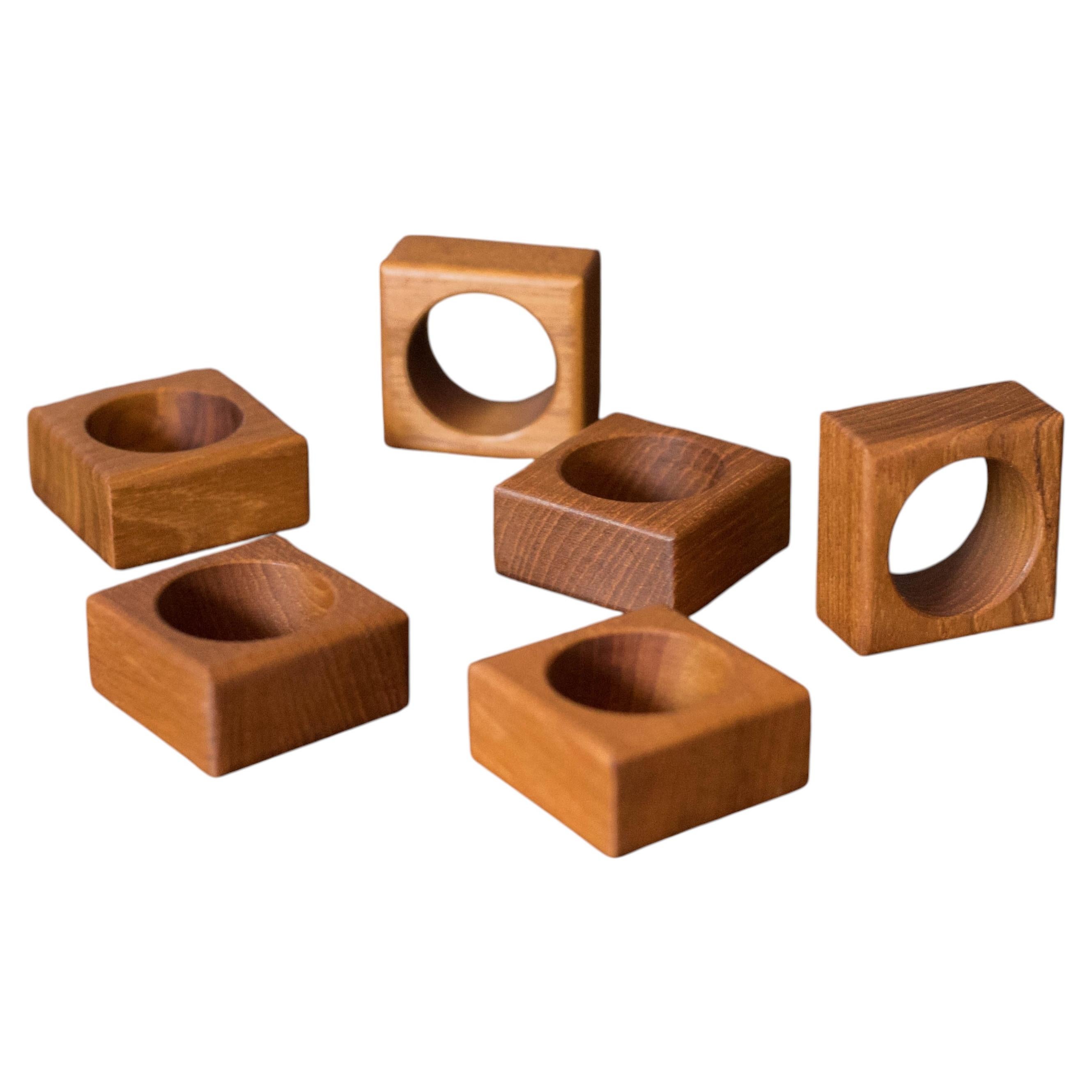Serviettenringe aus massivem Teakholz im Mid-Century-Modern-Stil, 6er-Set im Angebot