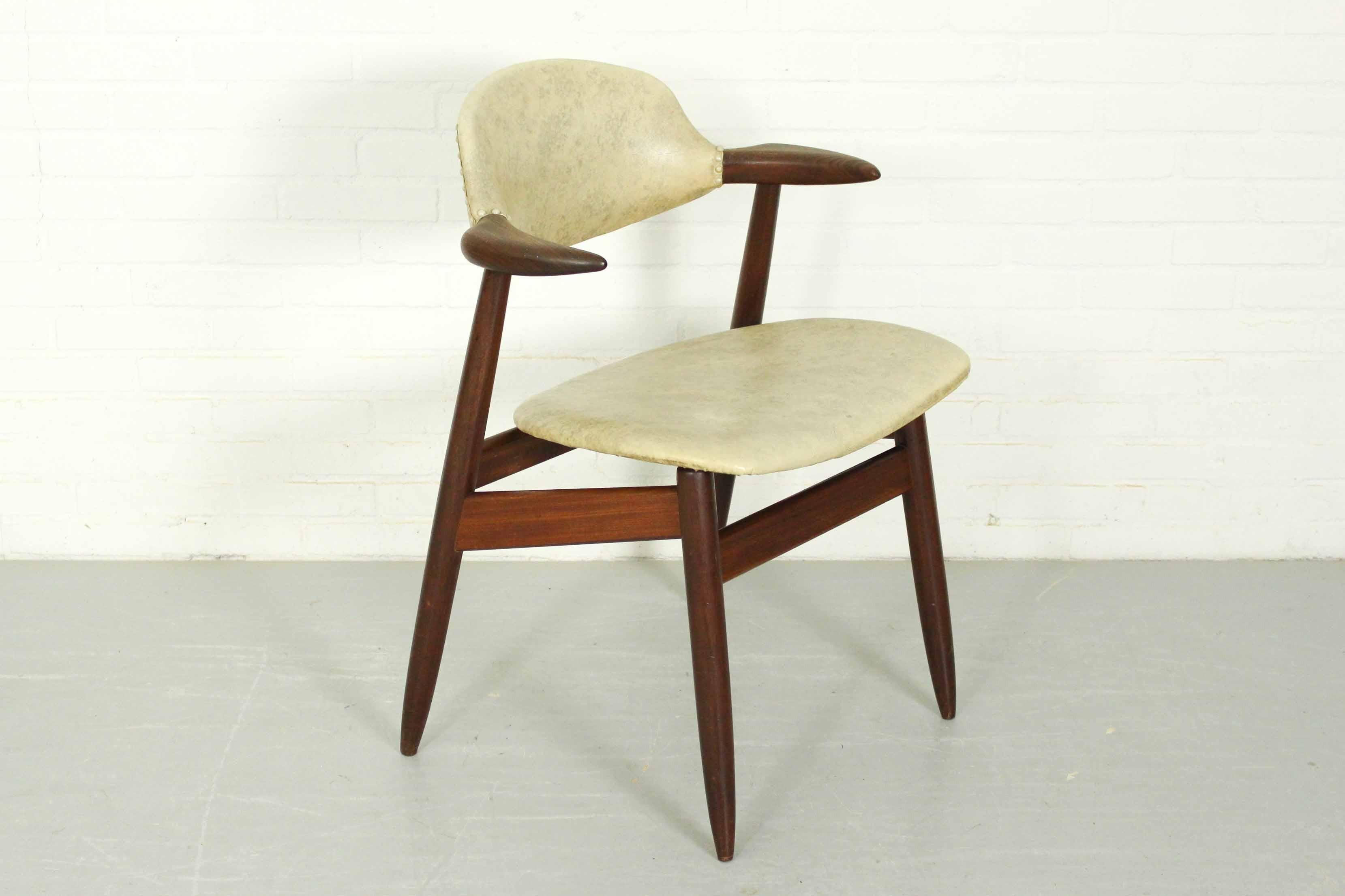 Dutch Mid-Century Modern Solid Teak Tijsseling Cowhorn Chair, 1960s For Sale