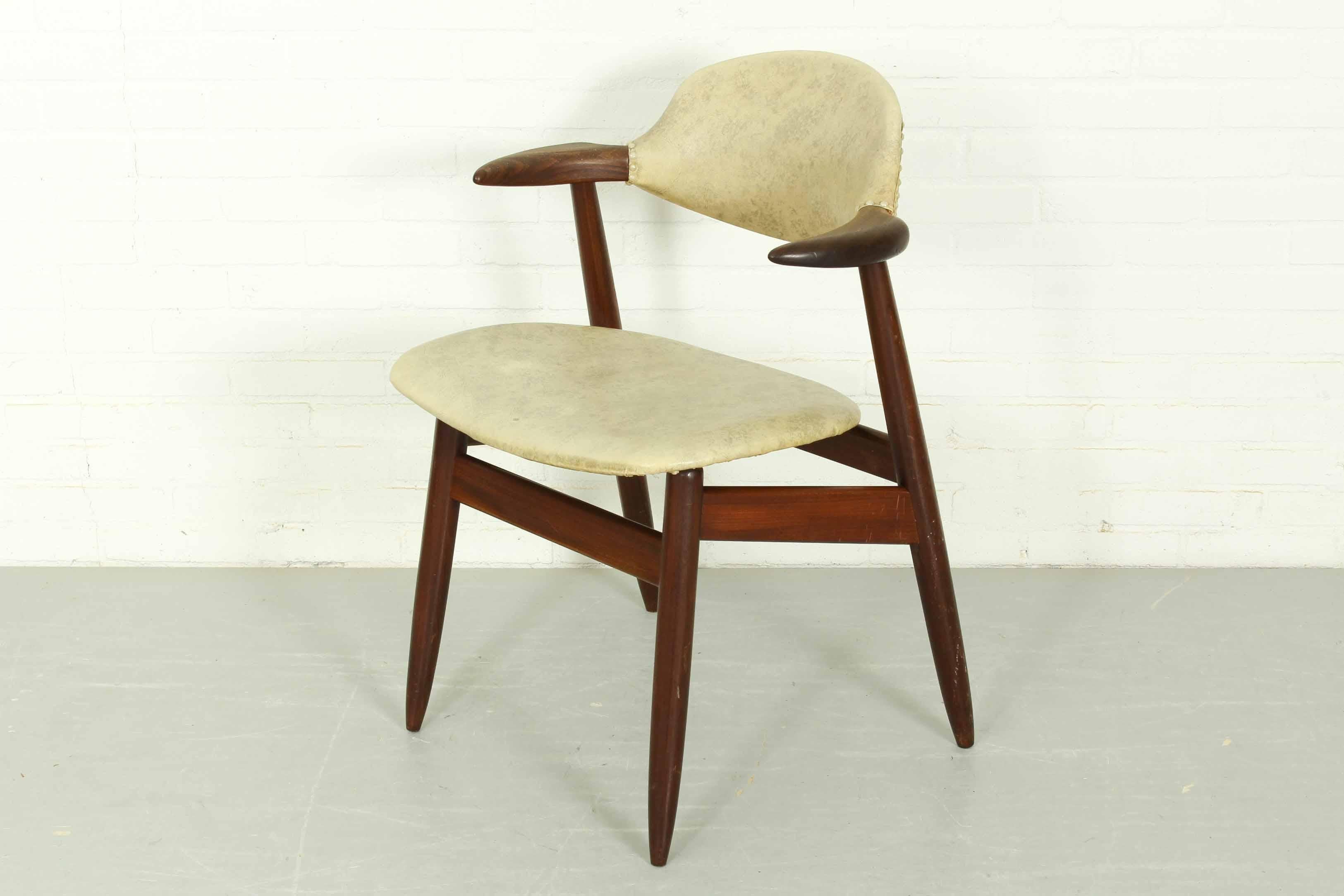20th Century Mid-Century Modern Solid Teak Tijsseling Cowhorn Chair, 1960s For Sale
