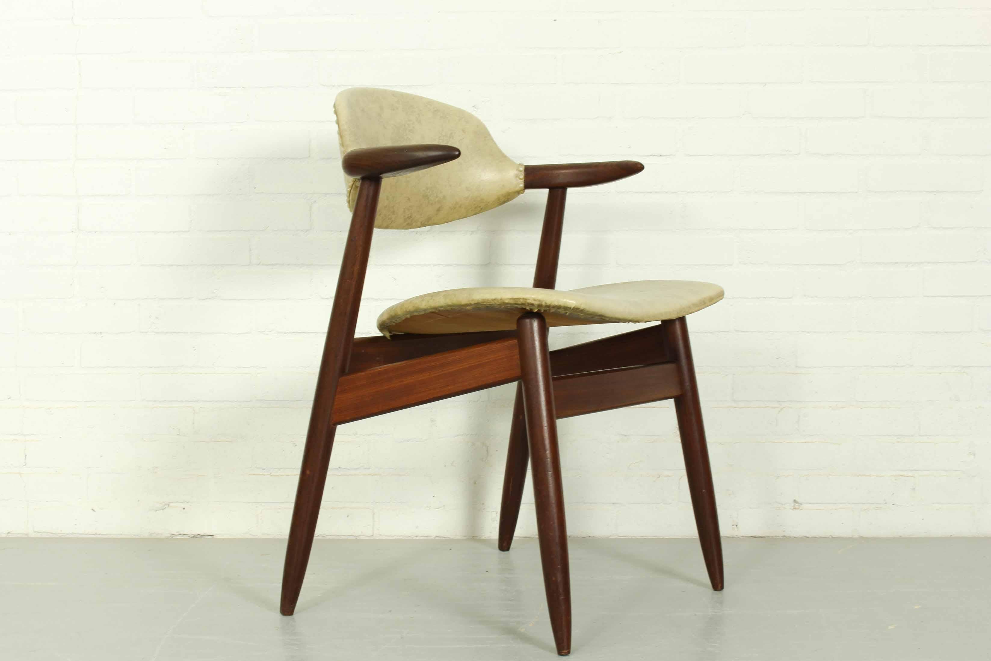 Mid-Century Modern Solid Teak Tijsseling Cowhorn Chair, 1960s For Sale 4