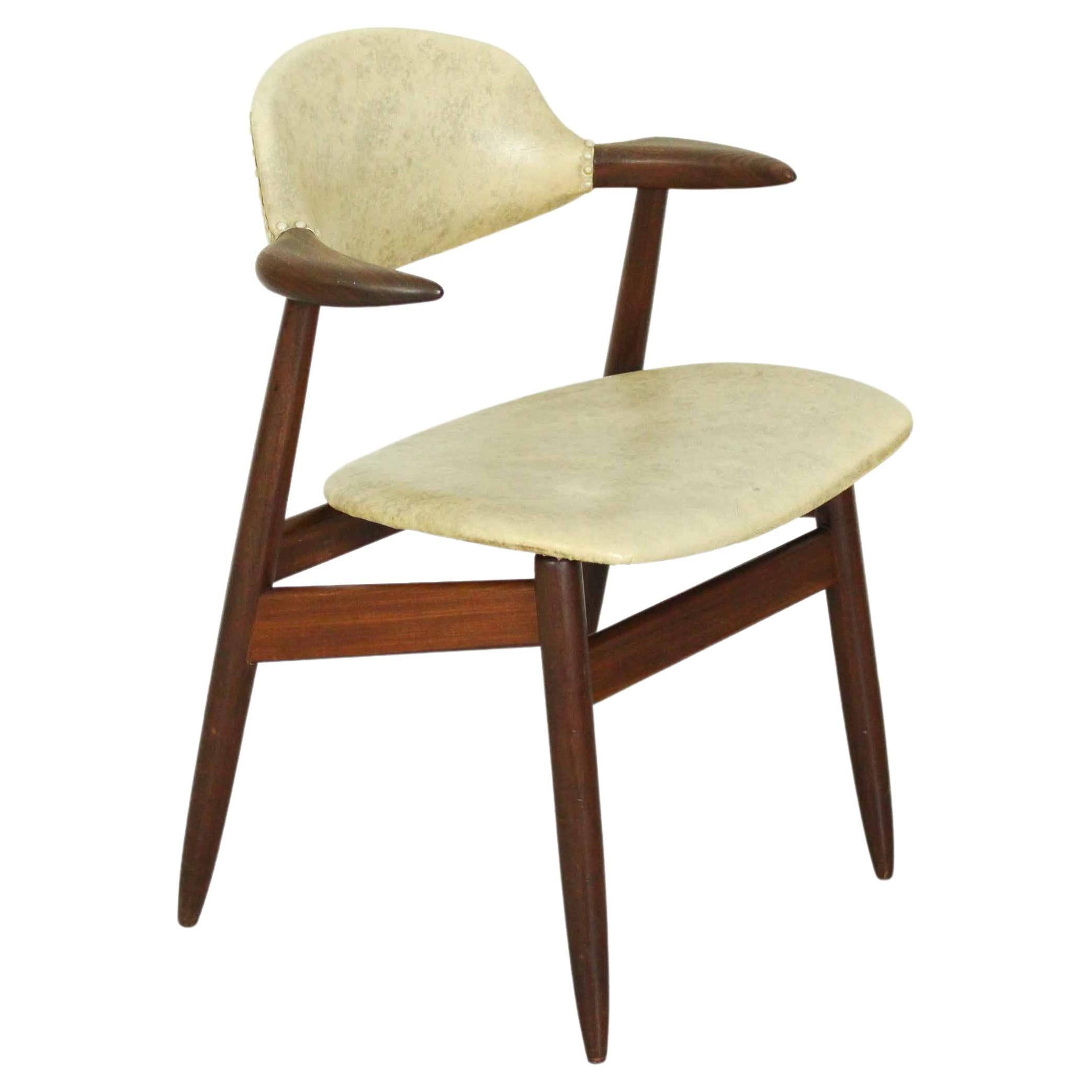 Mid-Century Modern Solid Teak Tijsseling Cowhorn Chair, 1960s For Sale