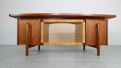 Mid-Century Modern Teak& Wicker Boomerang Desk, 1960 Denmark