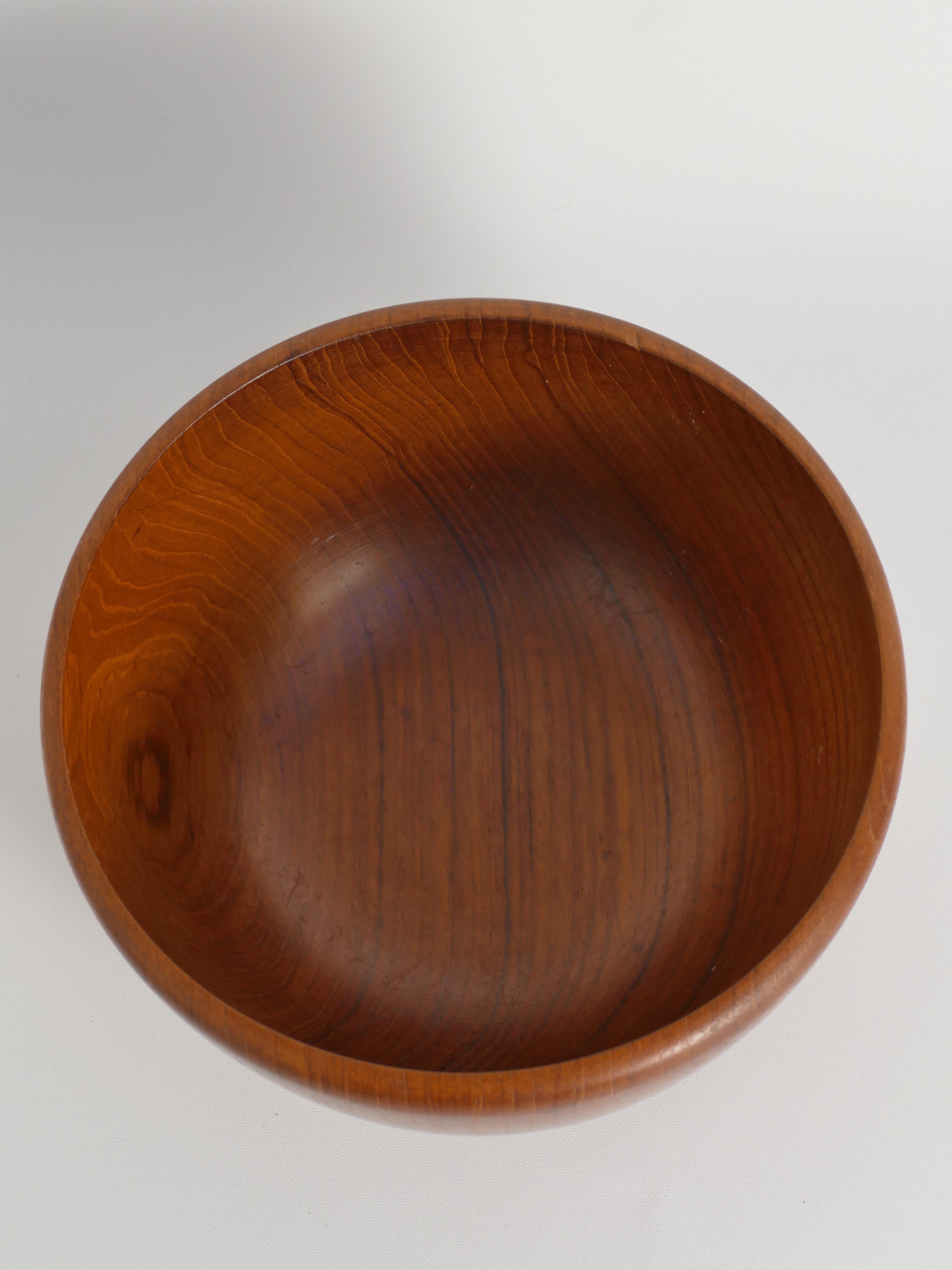 Swedish Mid-Century Modern Solid Teak Wood Bowl, Uppsala Slöjd, Sweden 1960s For Sale