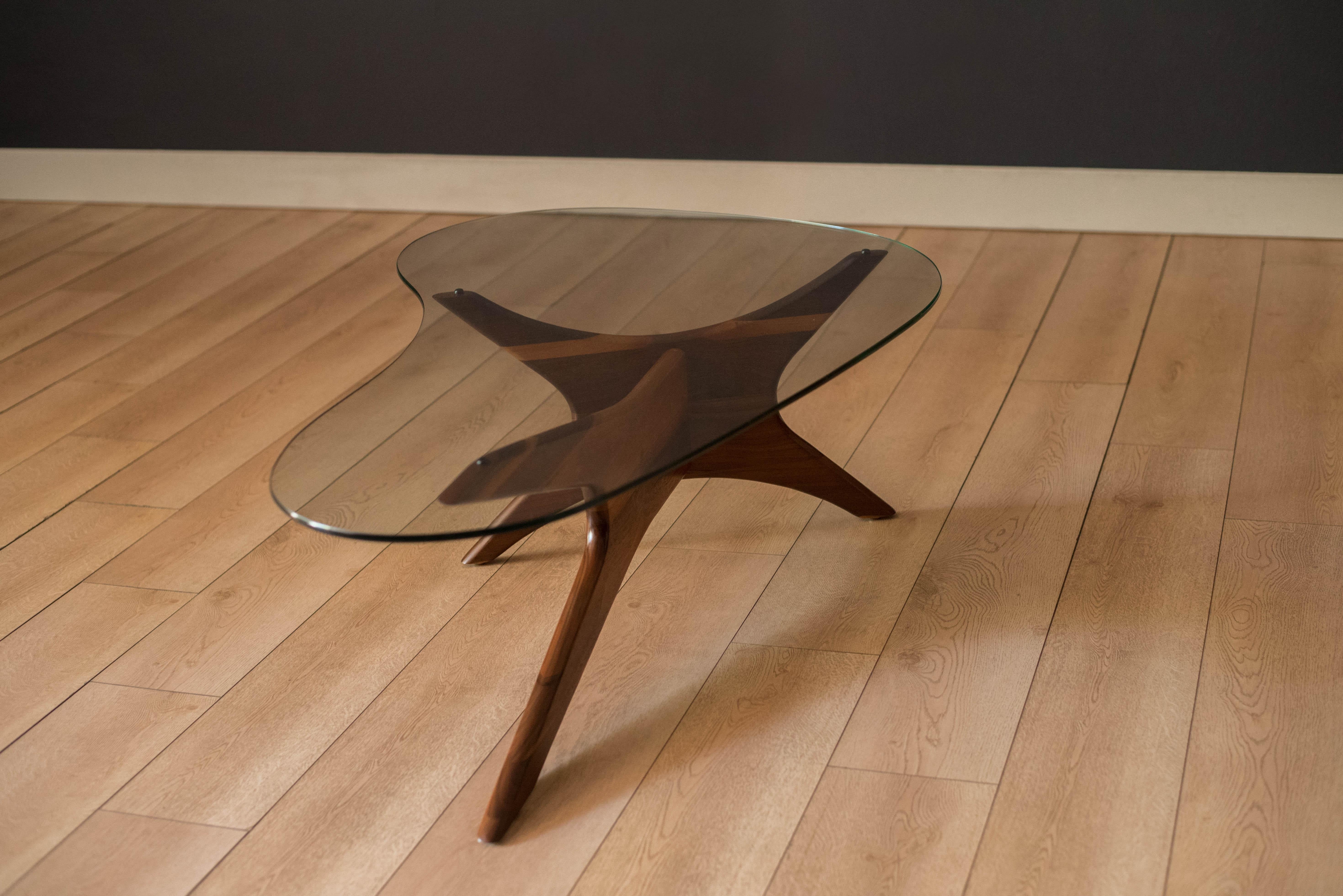Mid-20th Century Mid Century Modern Solid Walnut and Glass Jacks Coffee Table by Adrian Pearsall