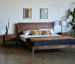 Mid Century Modern Solid Walnut Bed - Bed No.2