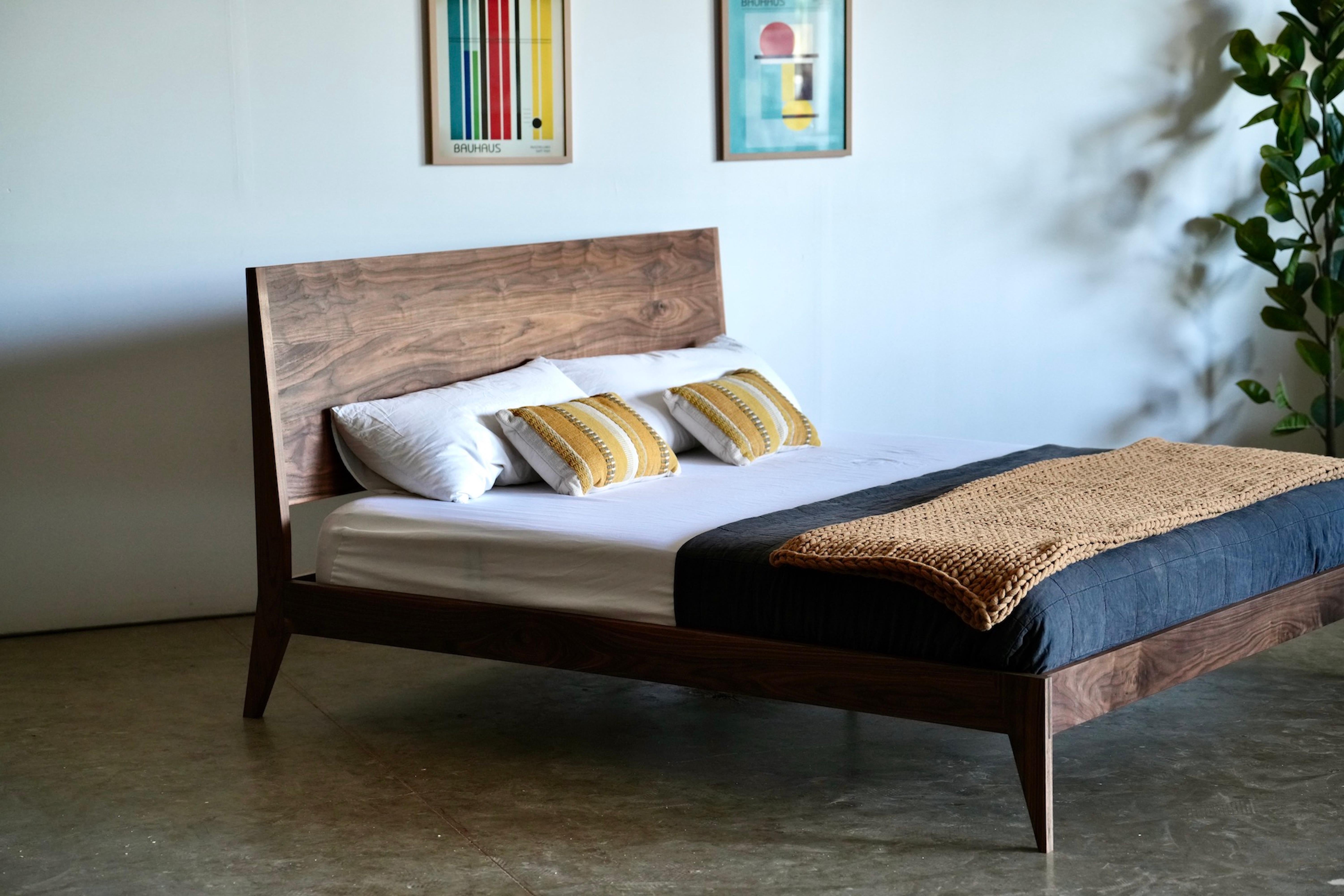 Mid Century Modern Solid Walnut Bed - Bed No.2 For Sale 1