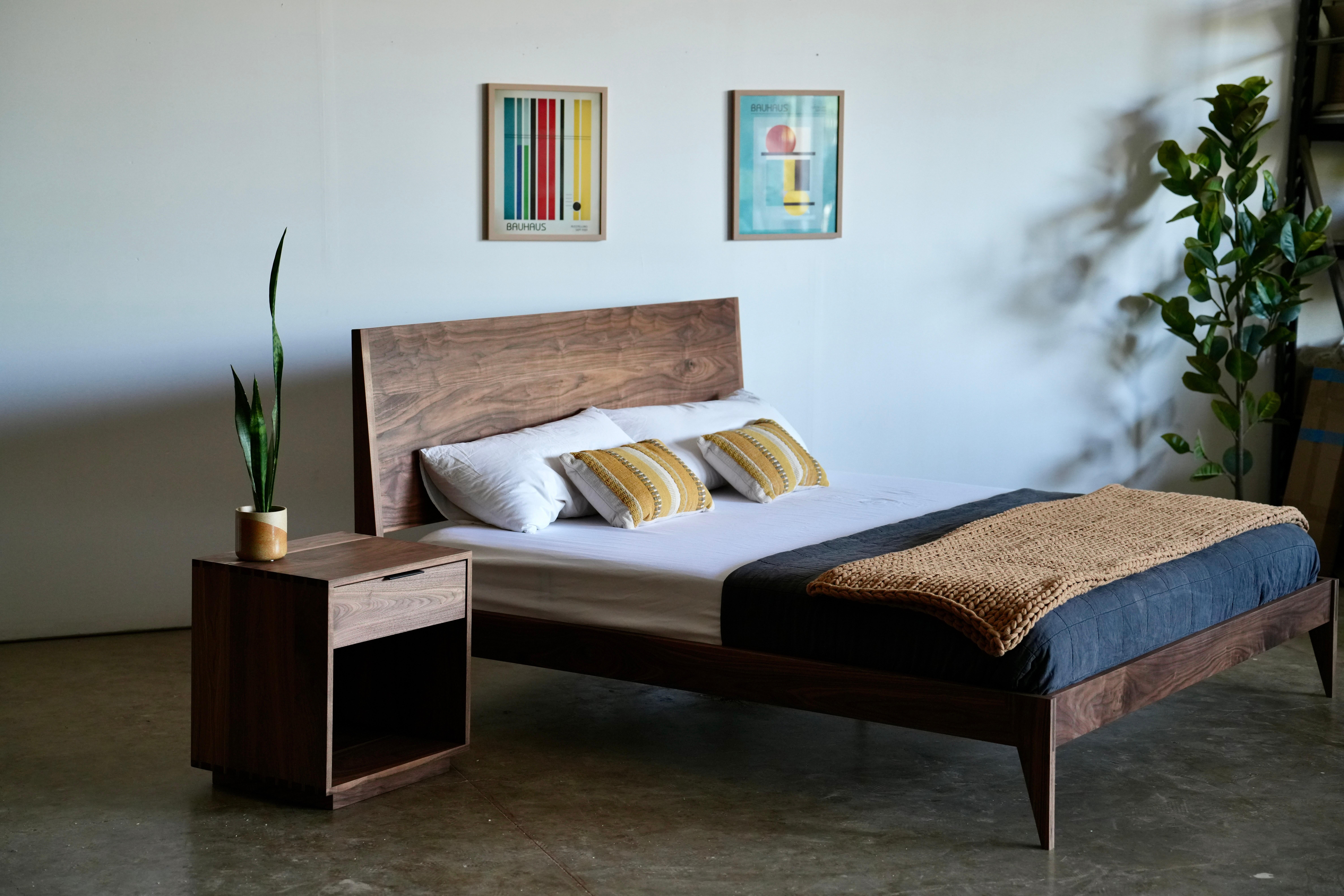 Mid Century Modern Solid Walnut Bed - Bed No.2 For Sale 2