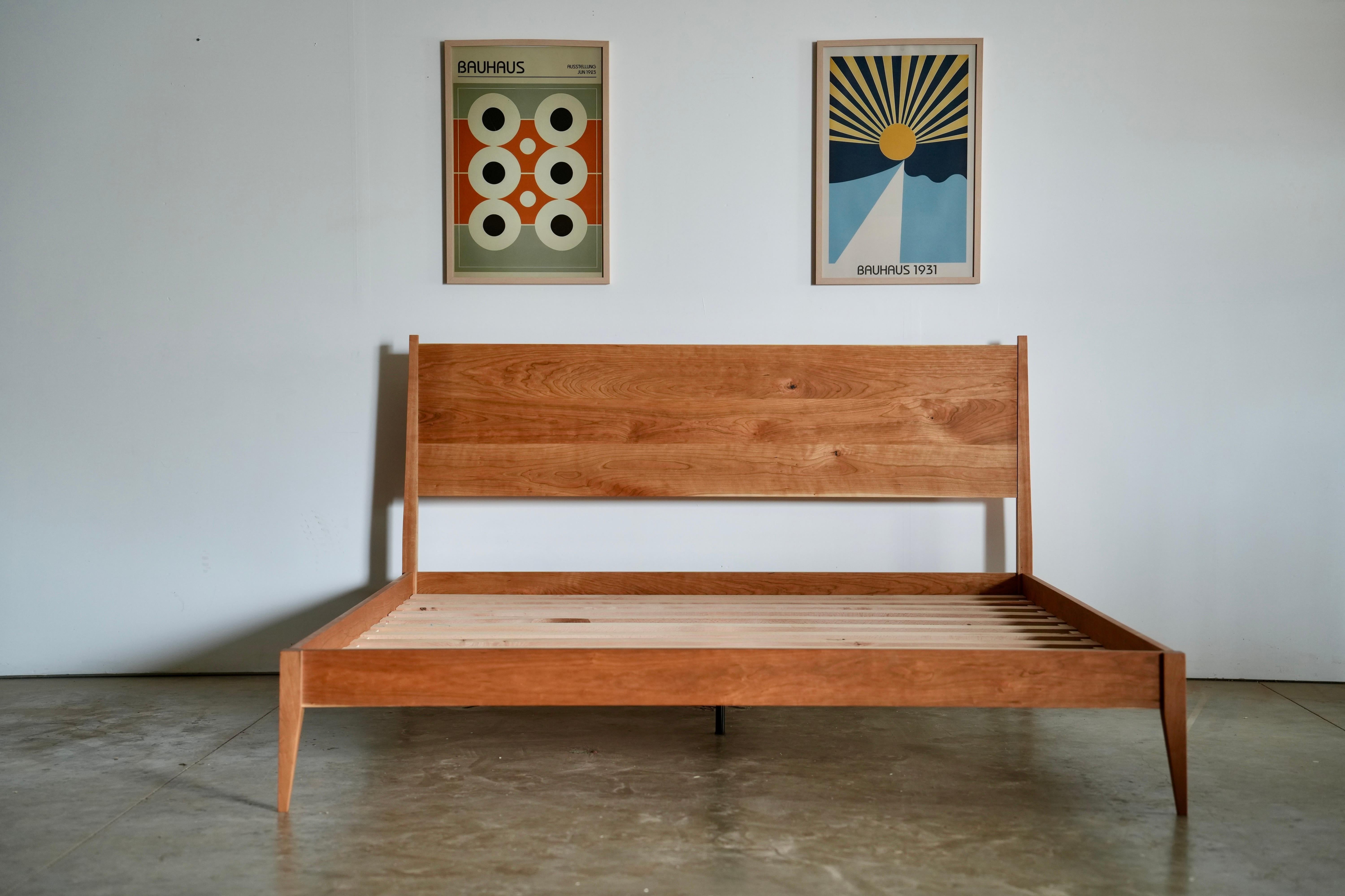 Mid Century Modern Solid Walnut Bed Frame For Sale 6