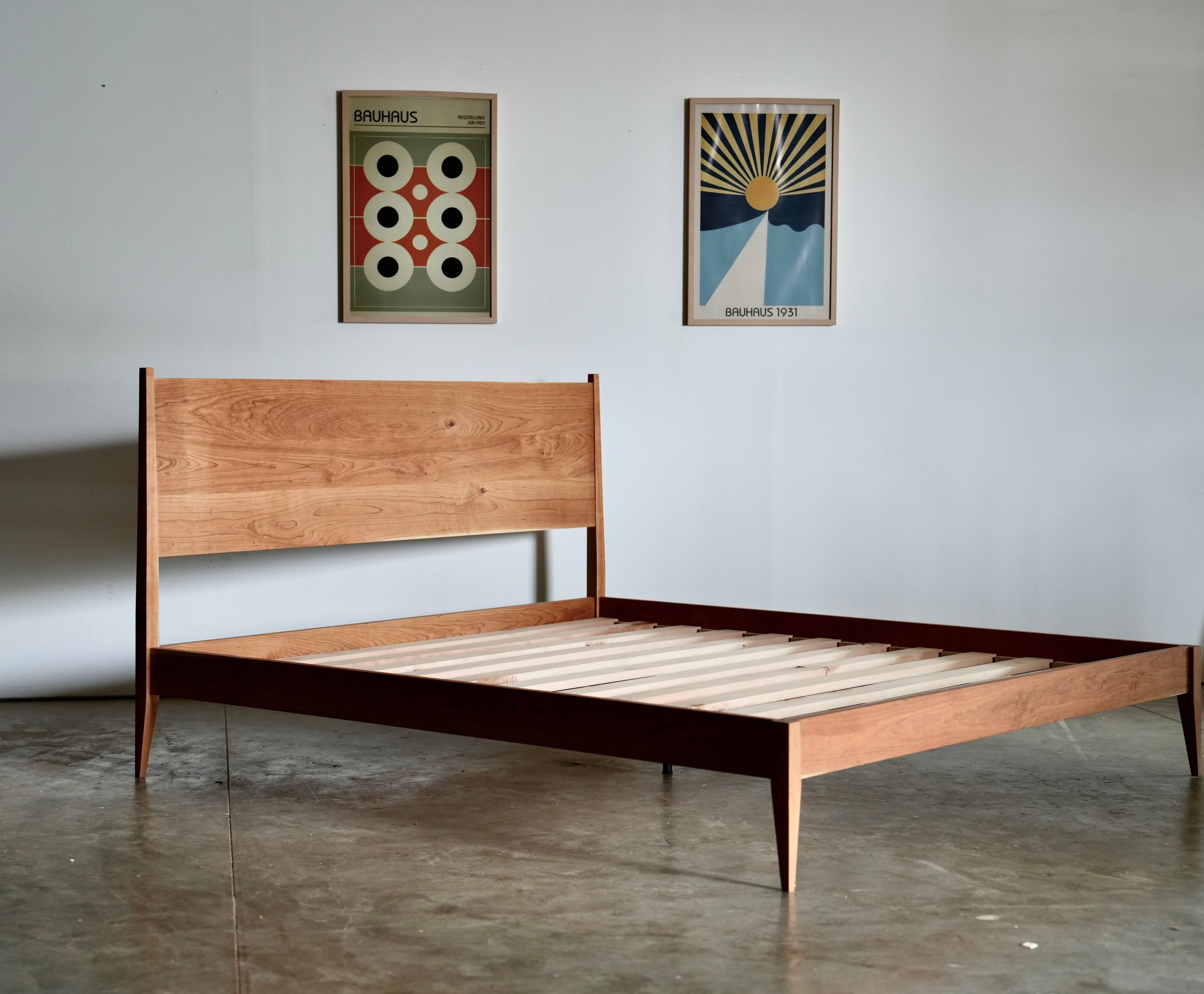 Mid Century Modern Solid Walnut Bed Frame For Sale 3