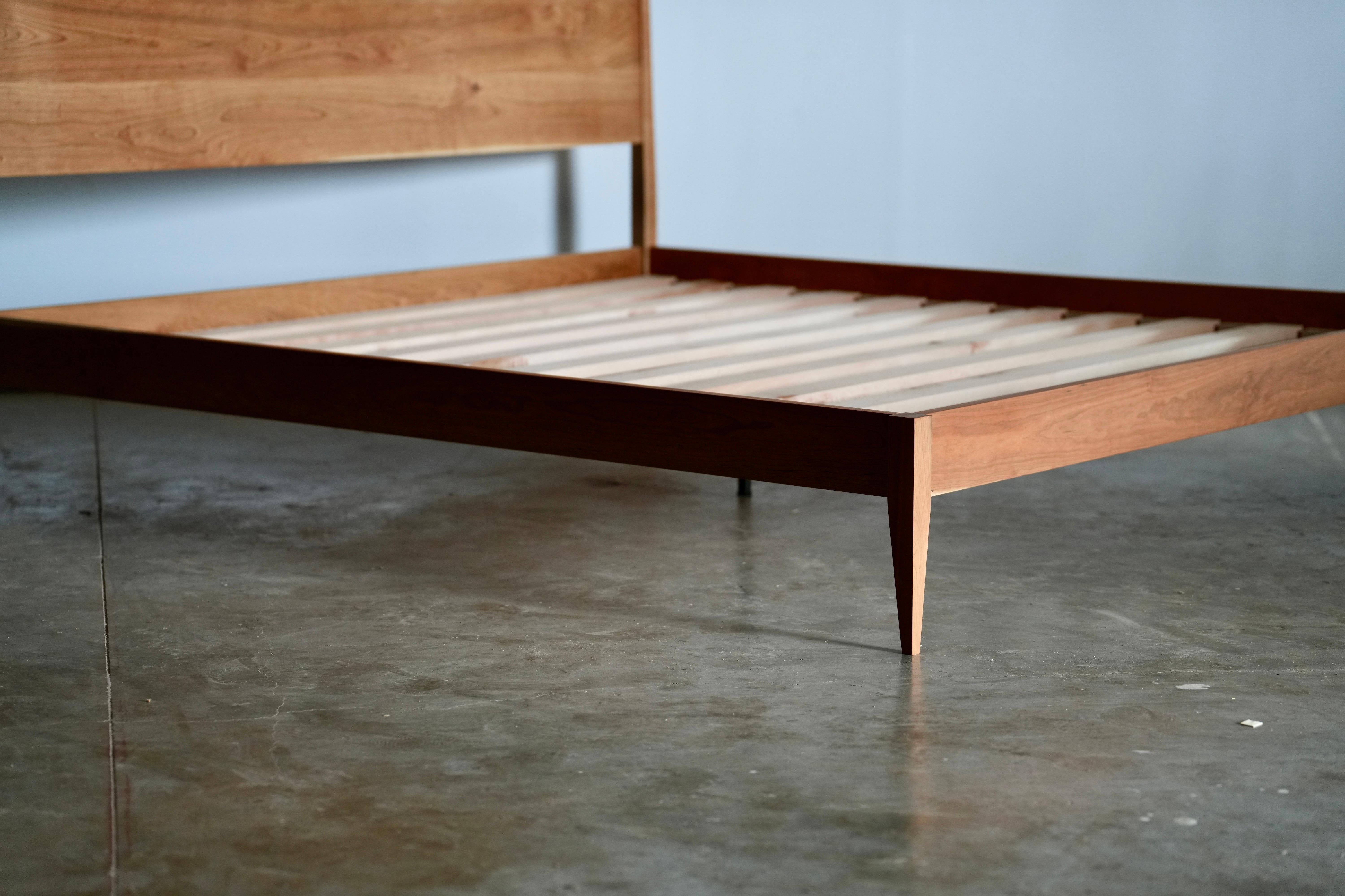 Mid Century Modern Solid Walnut Bed Frame For Sale 4