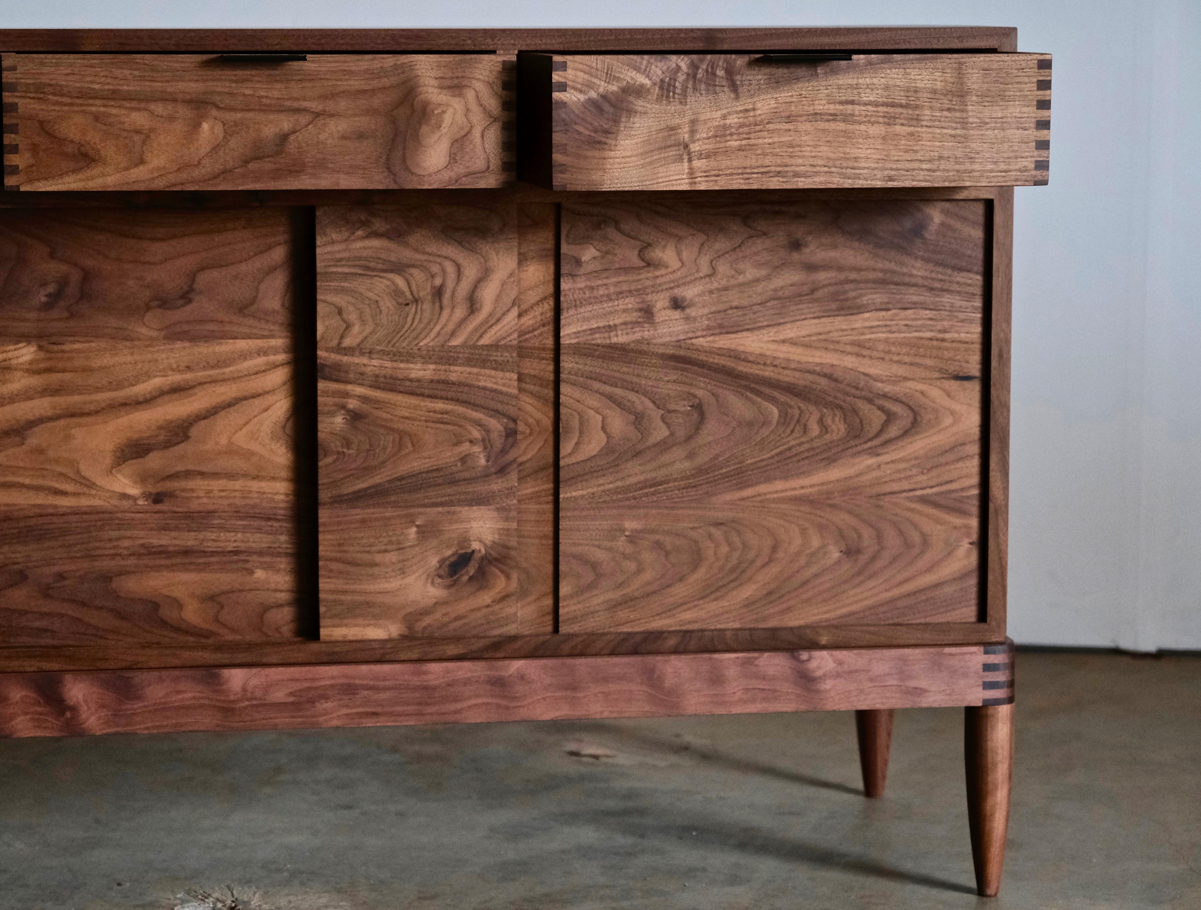 Mid Century Modern Solid Walnut Buffet And Credenza For Sale 7