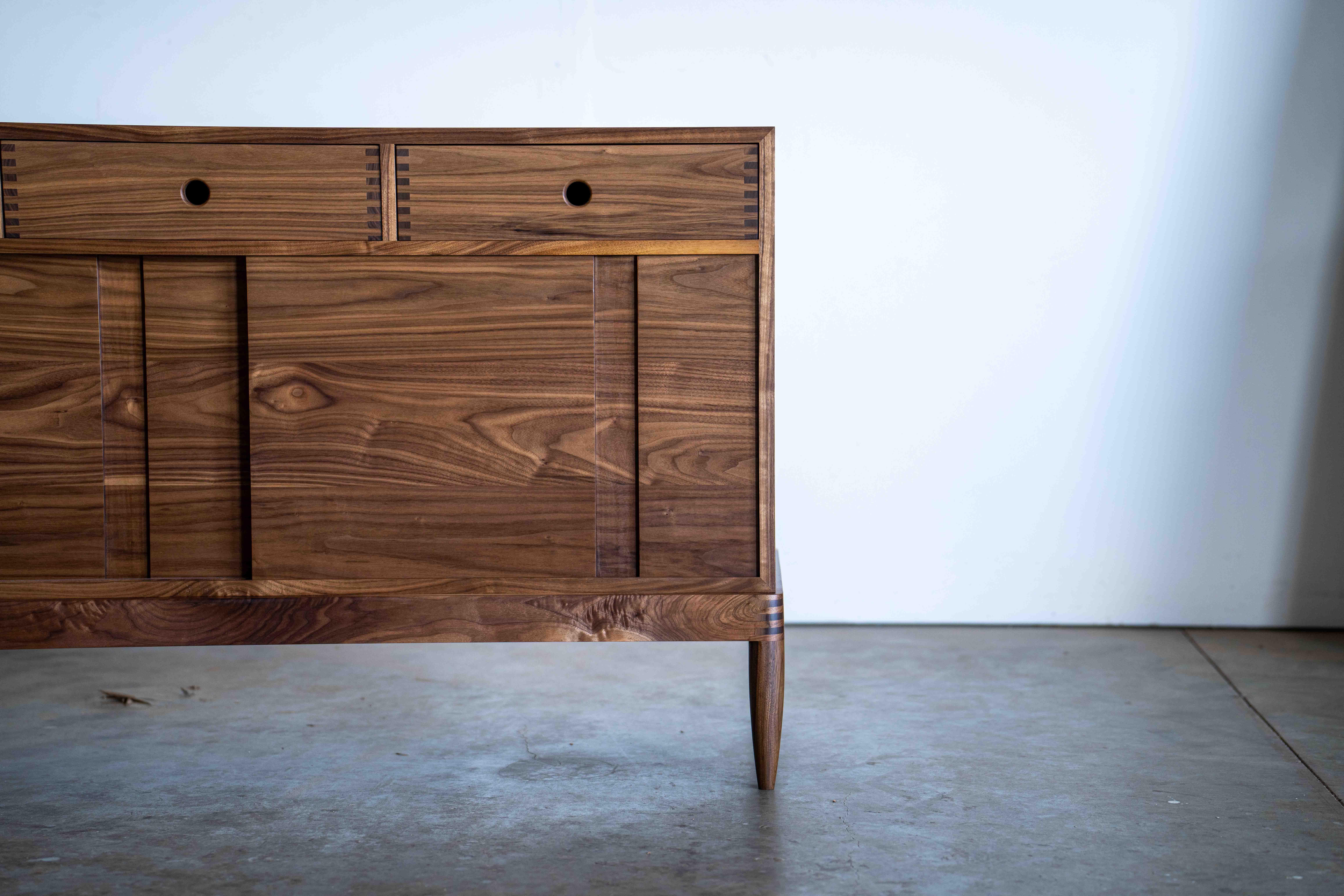 Mid Century Modern Solid Walnut Buffet And Credenza For Sale 8