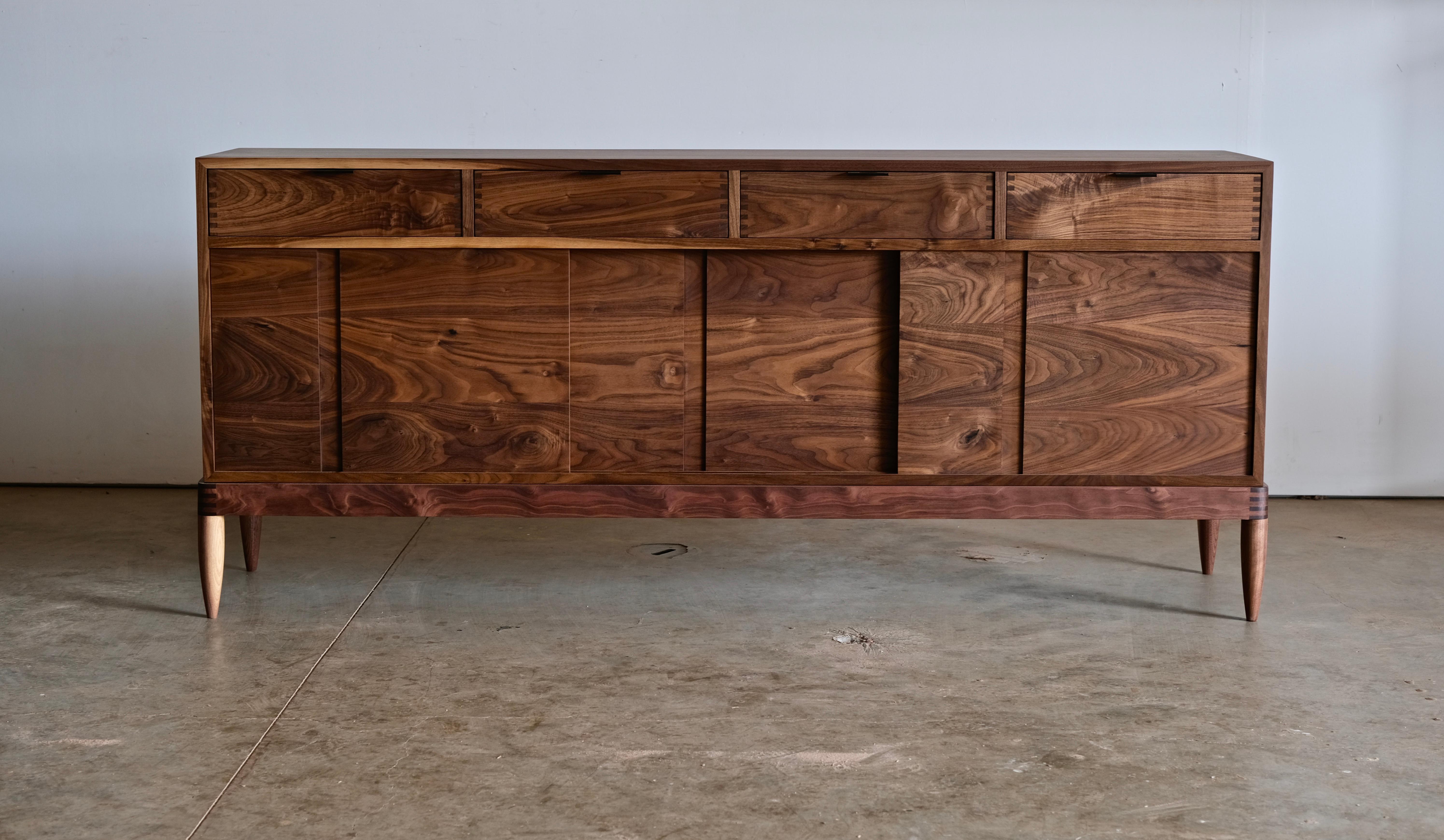 Mid Century Modern Solid Walnut Buffet And Credenza In New Condition For Sale In Vancouver, WA