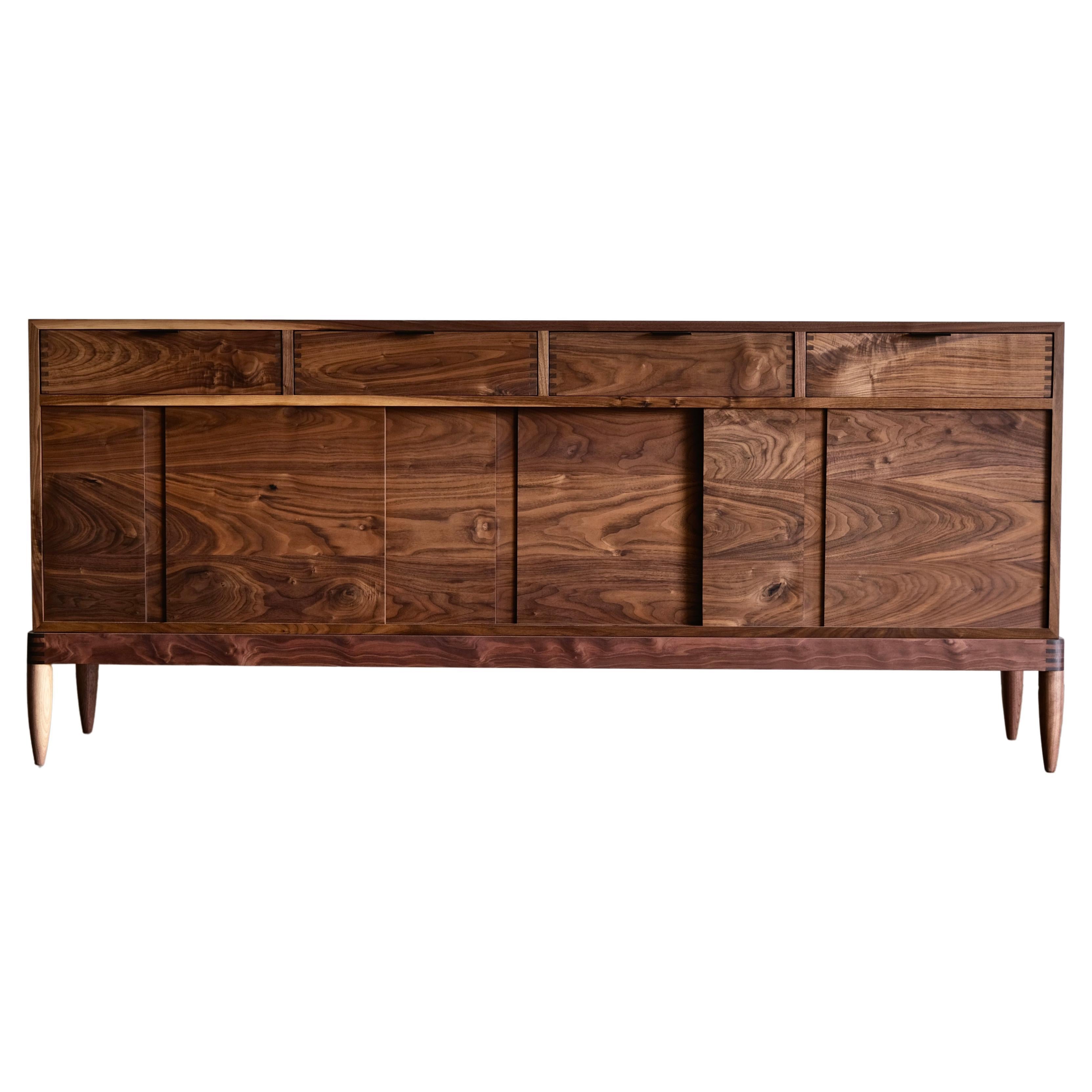 Mid Century Modern Solid Walnut Buffet And Credenza For Sale