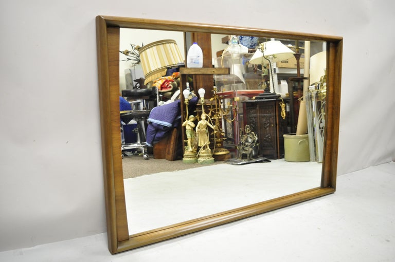 Mid-Century Modern Solid Walnut Frame Rectangular Mirror by United Furniture For Sale 7