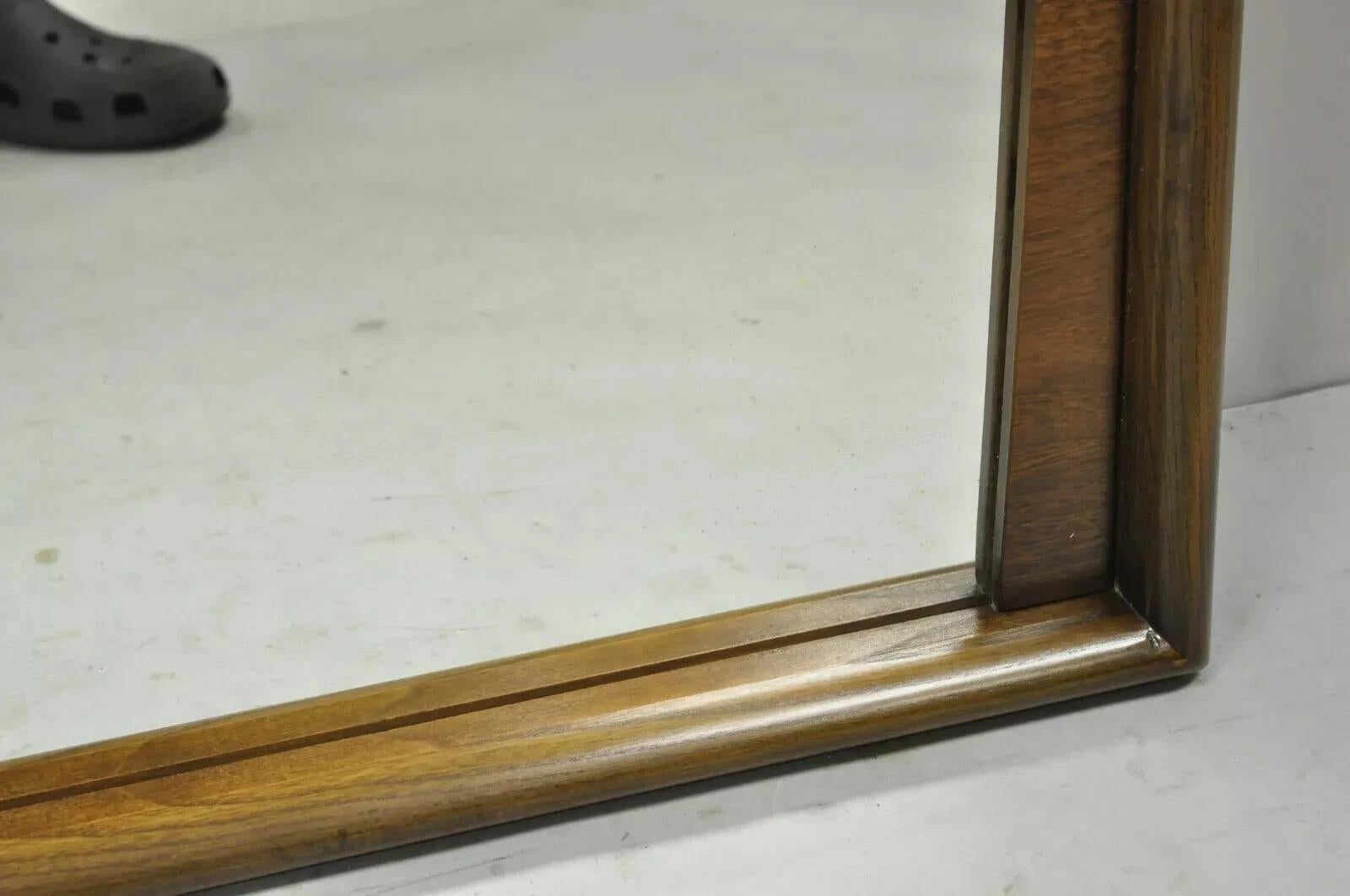 Glass Mid Century Modern Solid Walnut Frame Rectangular Mirror by United Furniture For Sale