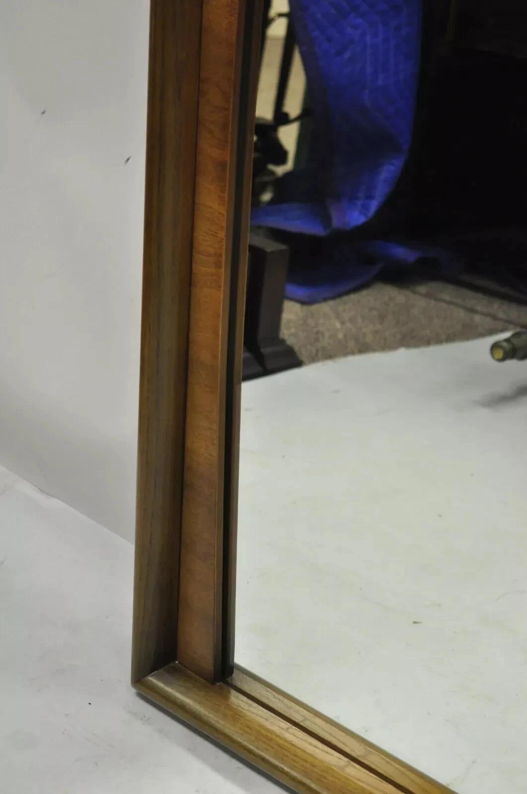 Mid Century Modern Solid Walnut Frame Rectangular Mirror by United Furniture For Sale 1