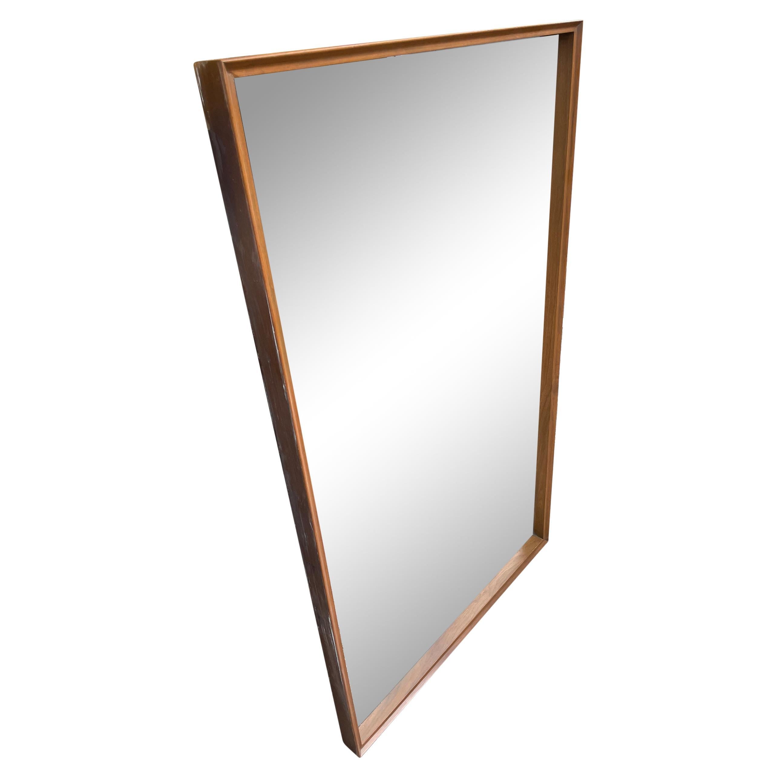 MidCentury Triangular Mirror with a Molded Solid Walnut Frame, Italy at 1stDibs