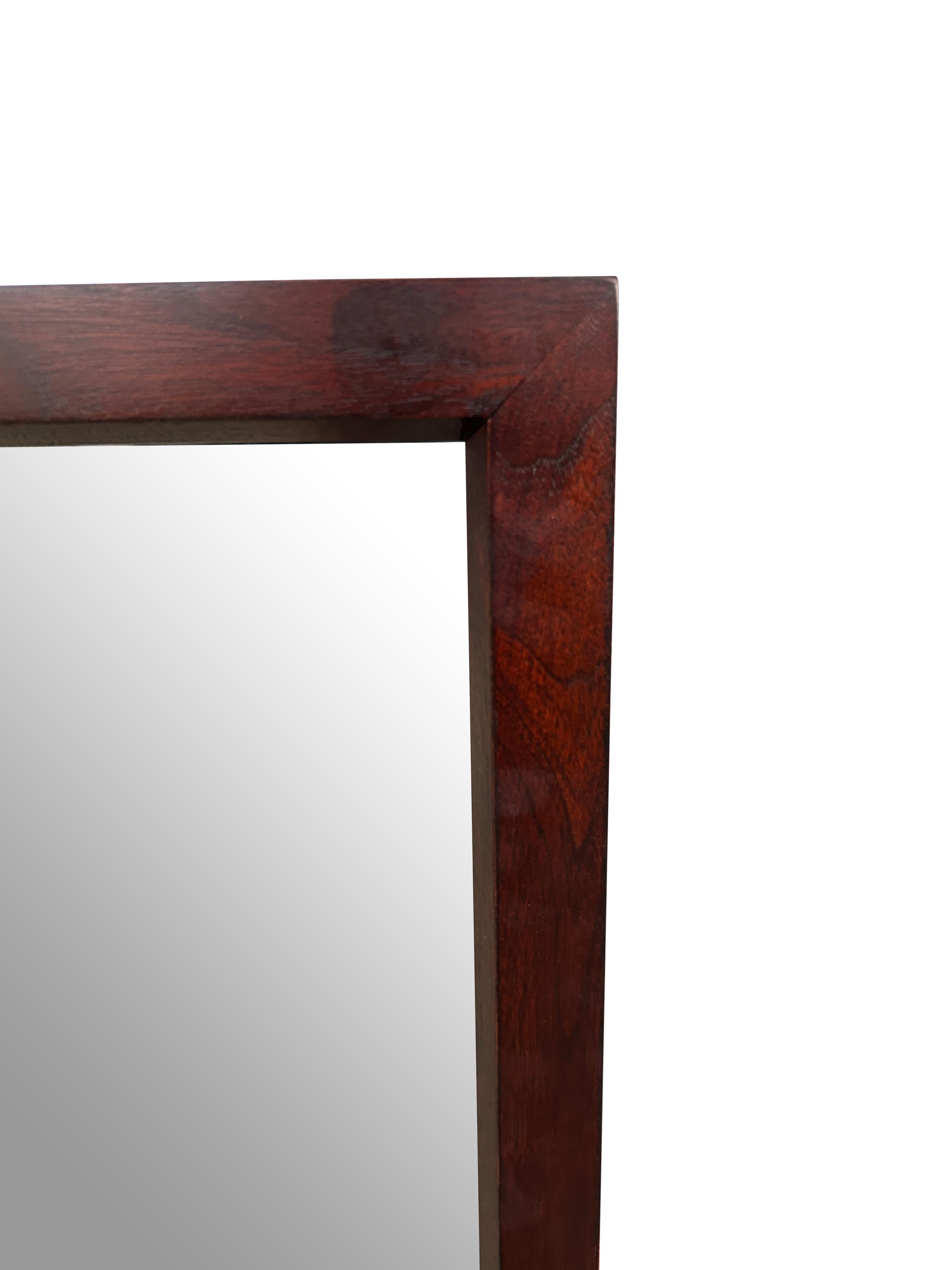 American Mid-Century Modern Solid Walnut Framed Wall Mirror John Stuart For Sale