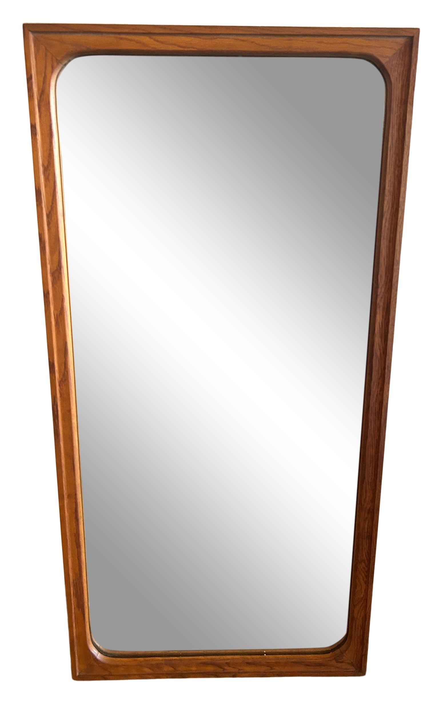 American Mid-Century Modern Solid Walnut Framed Wall Mirror with Curved Details