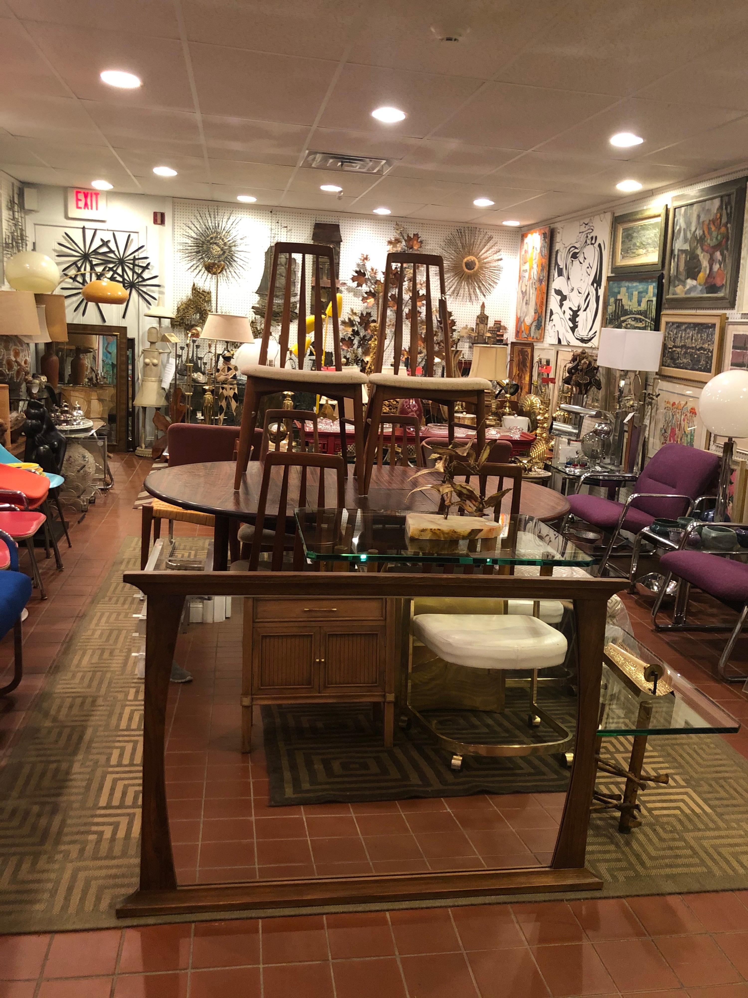 Mid-Century Modern Solid Walnut Mirror In Good Condition In Redding, CT