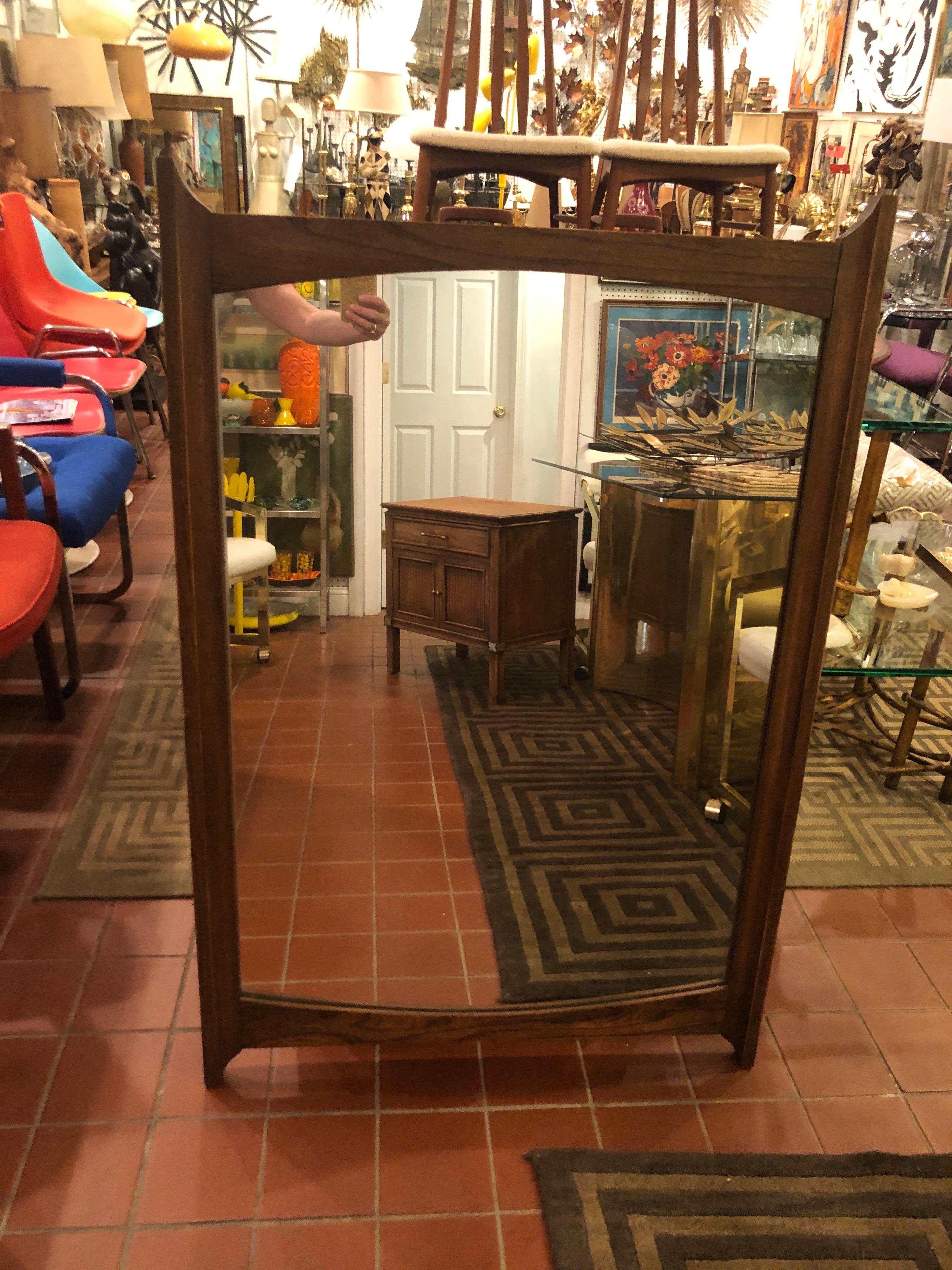 Mid-Century Modern Solid Walnut Mirror 1