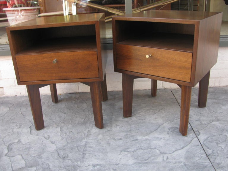 MidCentury Modern Solid Walnut Night Tables For Sale at 1stDibs