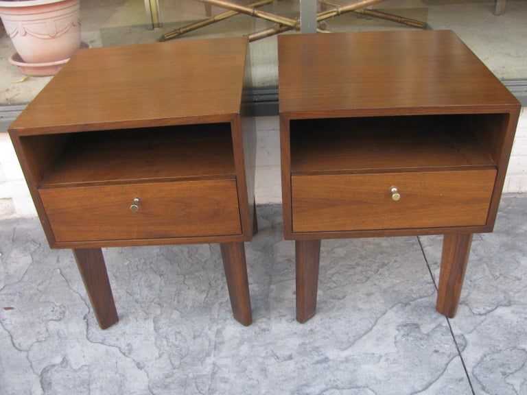 MidCentury Modern Solid Walnut Night Tables For Sale at 1stDibs