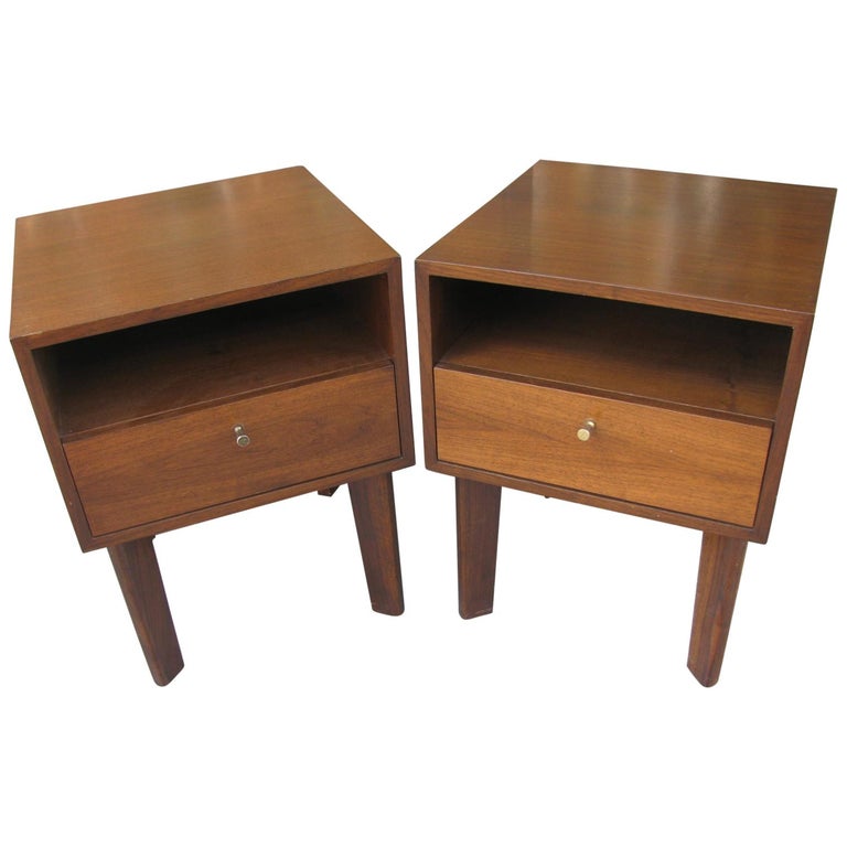 MidCentury Modern Solid Walnut Night Tables For Sale at 1stDibs