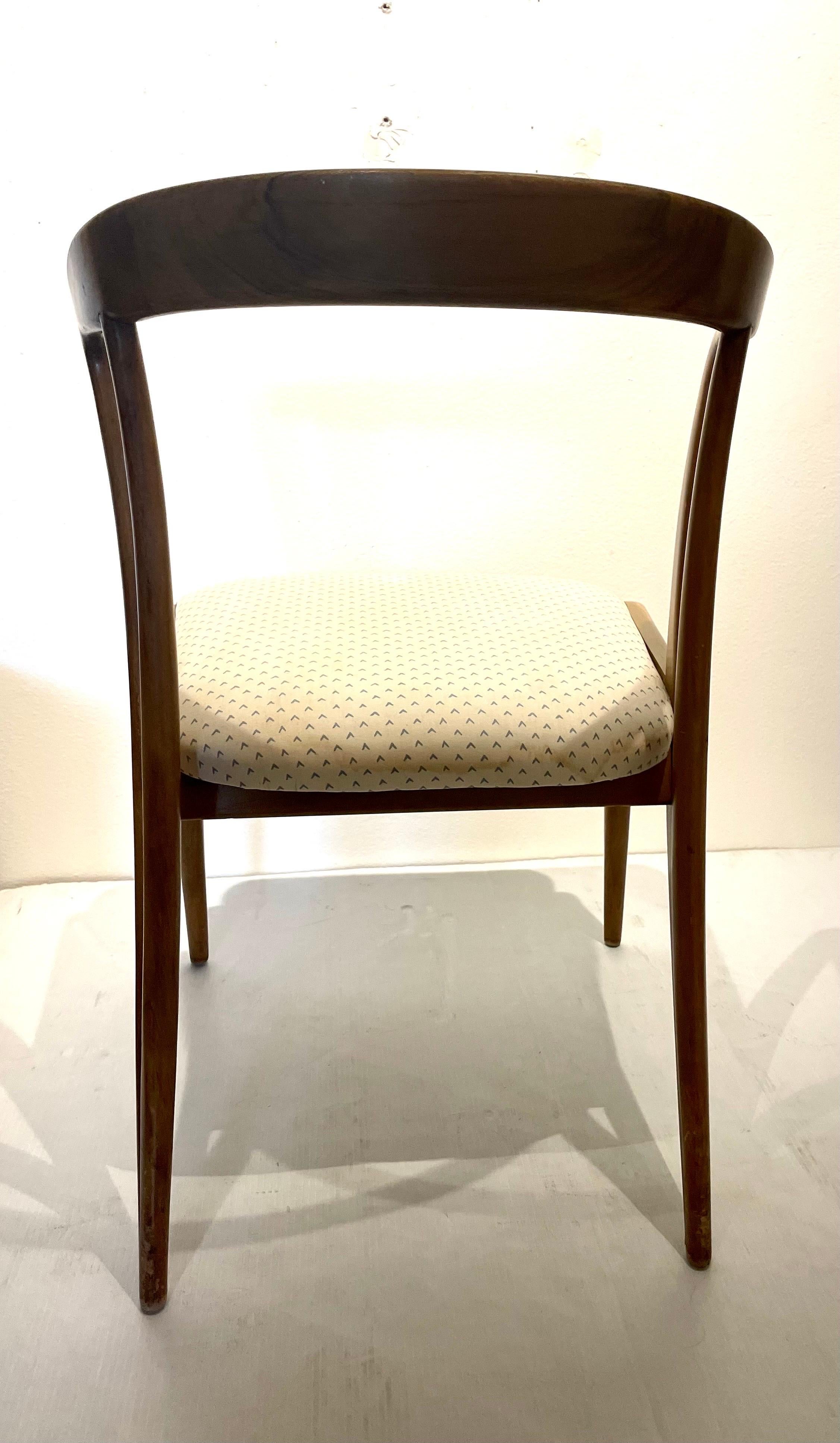 Italian Mid Century Modern Solid Walnut Rare Chair by Bertha Schaefer for Singer & Sons For Sale
