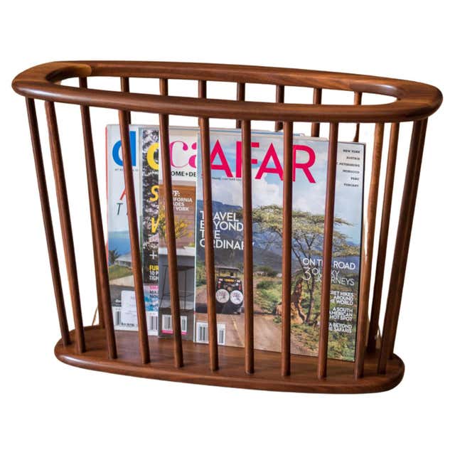 American Mid-Century Modern Arthur Umanoff Solid Walnut Magazine Rack ...