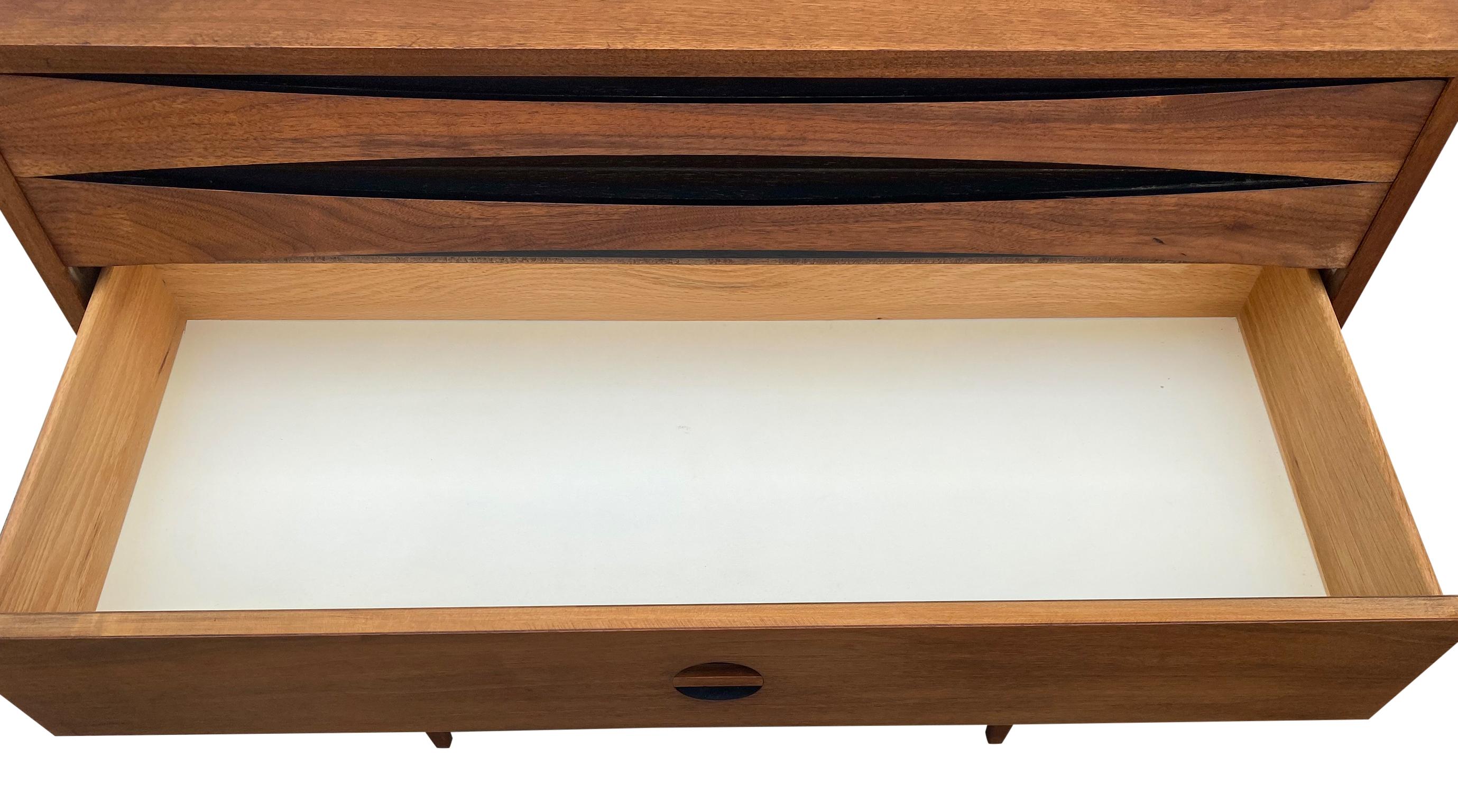 Mid-20th Century Mid-Century Modern Solid Walnut Tall Dresser Style of Arne Vodder