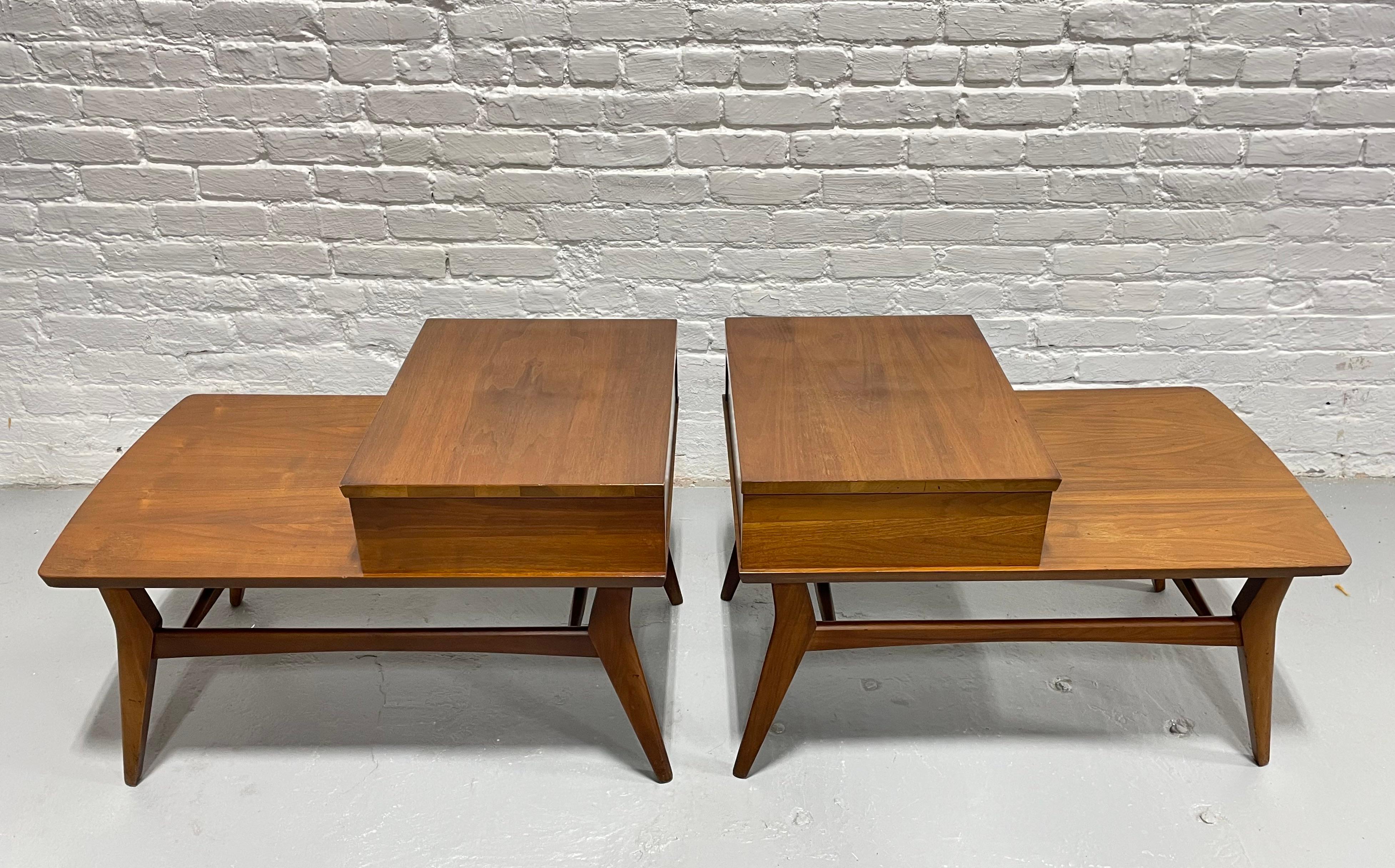 Mid Century MODERN Solid WALNUT Tiered End TABLES by Mersman, c. 1960's For Sale 3