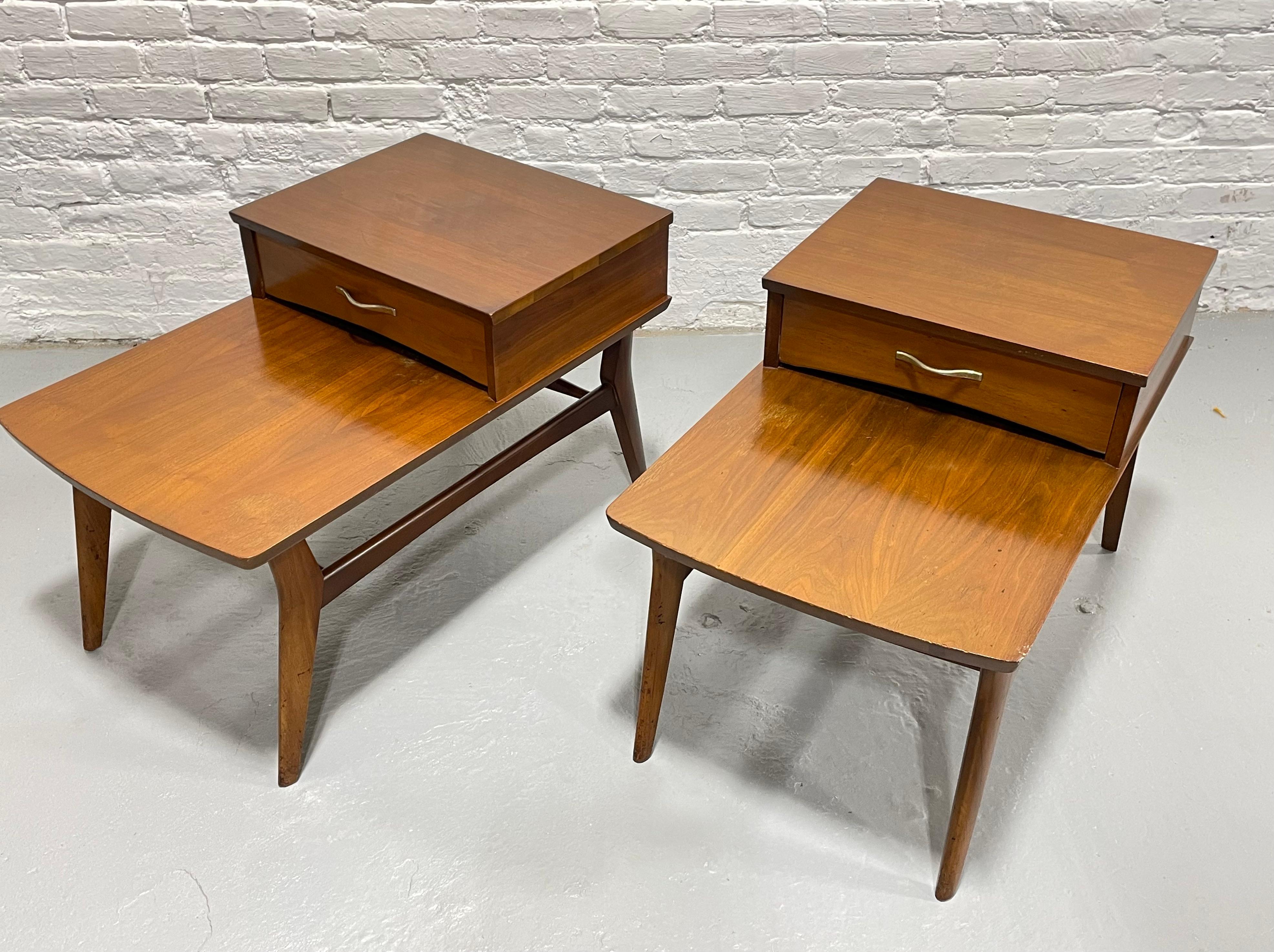 Mid Century MODERN Solid WALNUT Tiered End TABLES by Mersman, c. 1960's For Sale 4