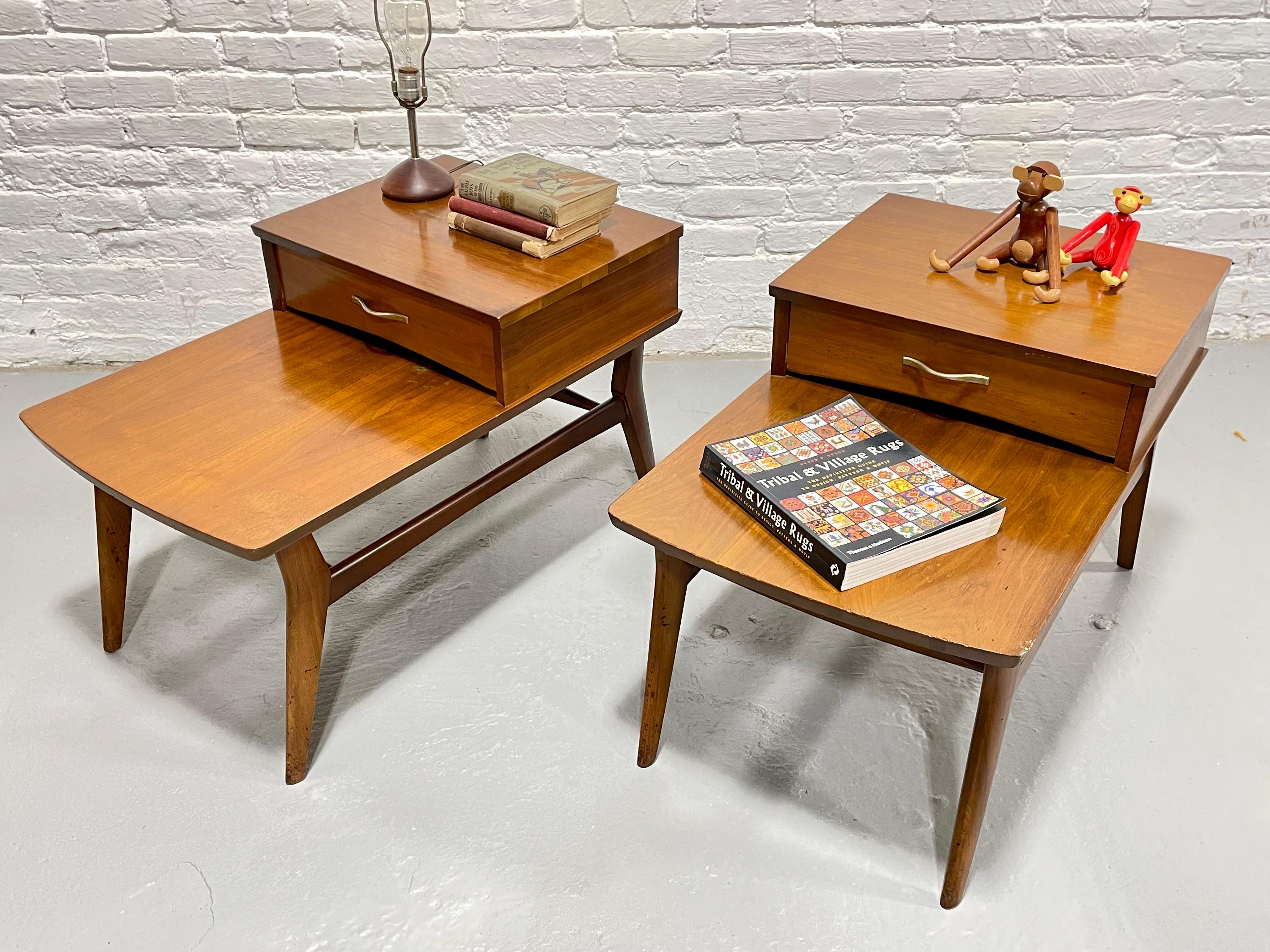 Mid Century MODERN Solid WALNUT Tiered End TABLES by Mersman, c. 1960's For Sale 5