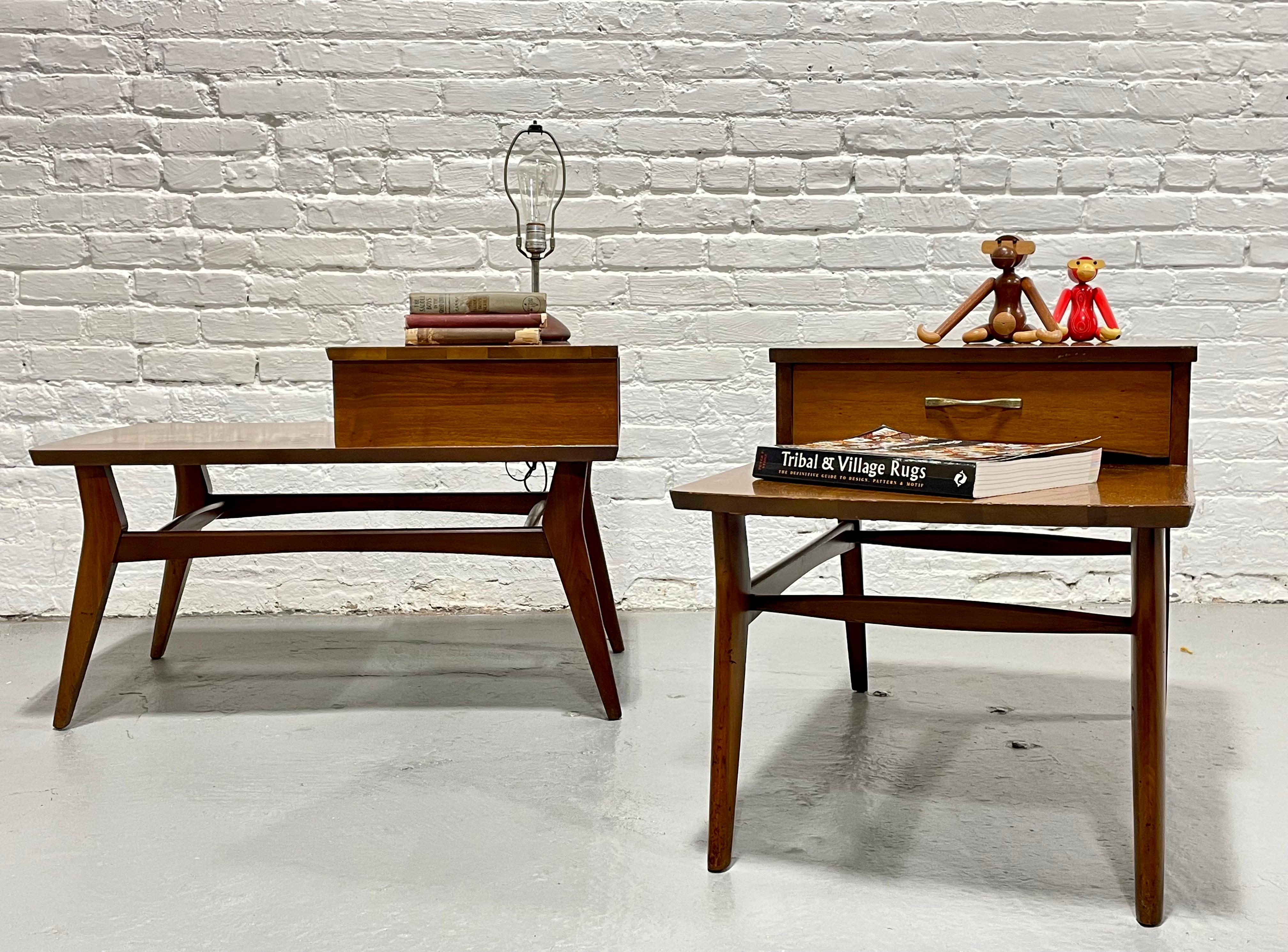 Mid Century MODERN Solid WALNUT Tiered End TABLES by Mersman, c. 1960's For Sale 6
