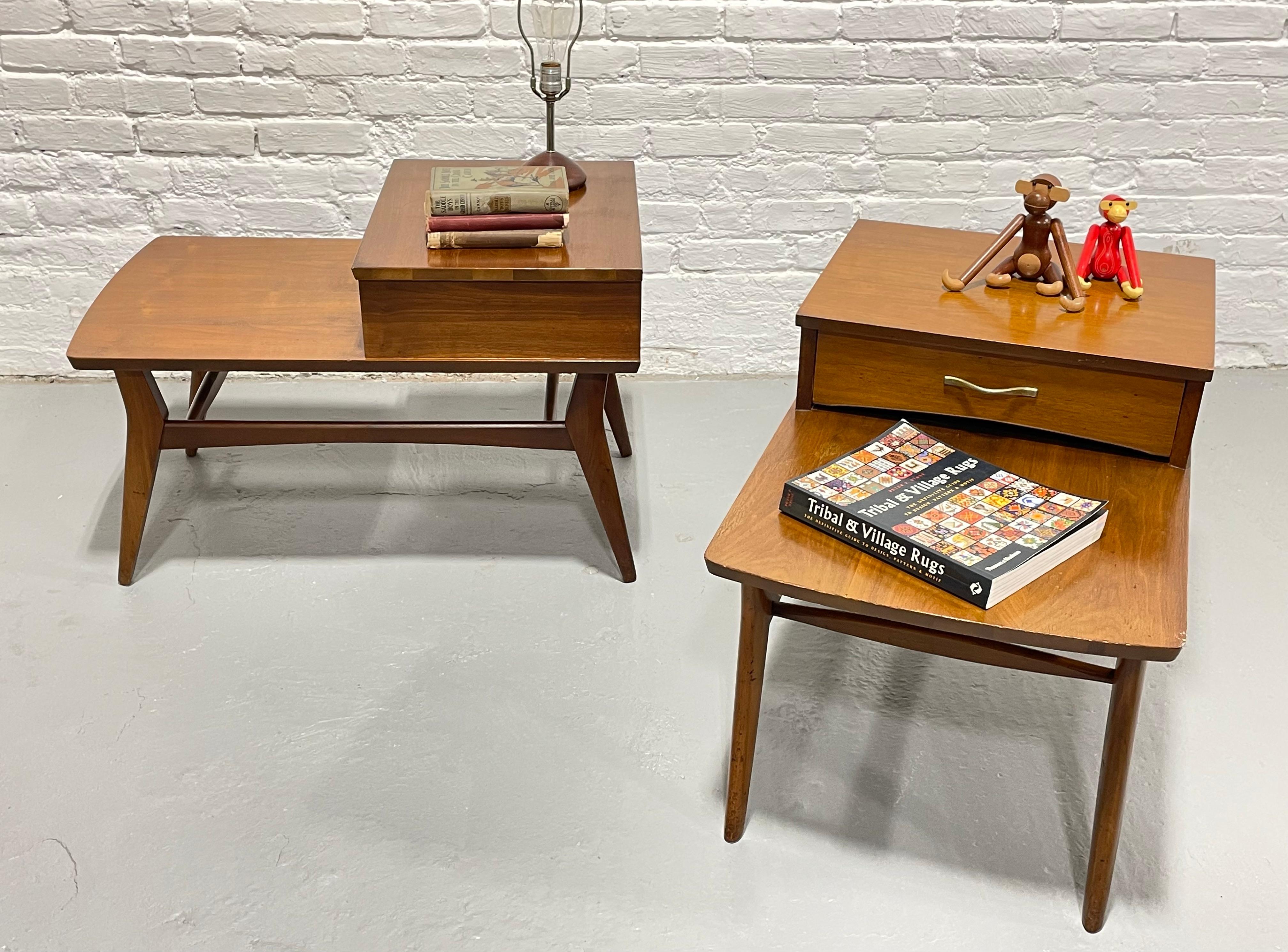 Mid Century MODERN Solid WALNUT Tiered End TABLES by Mersman, c. 1960's For Sale 7