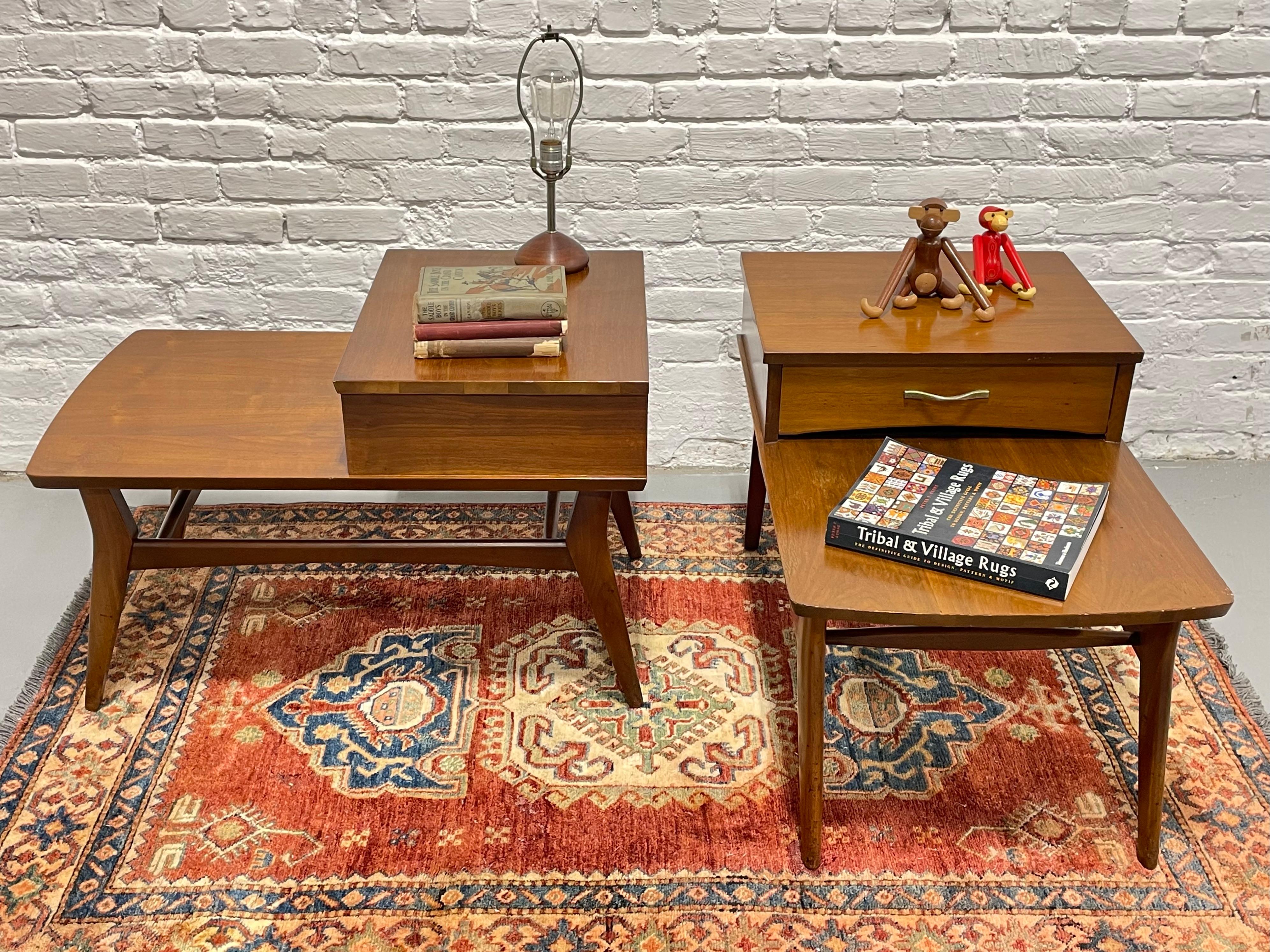 Mid Century MODERN Solid WALNUT Tiered End TABLES by Mersman, c. 1960's For Sale 9