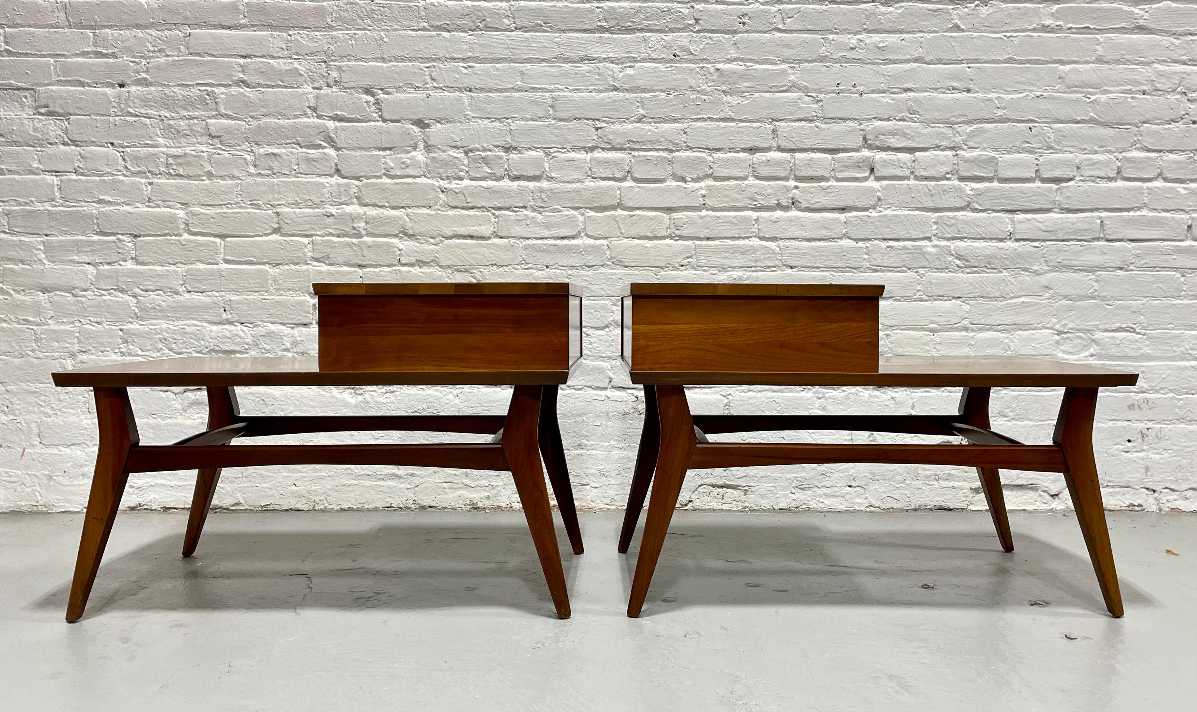 Walnut Mid Century MODERN Solid WALNUT Tiered End TABLES by Mersman, c. 1960's For Sale