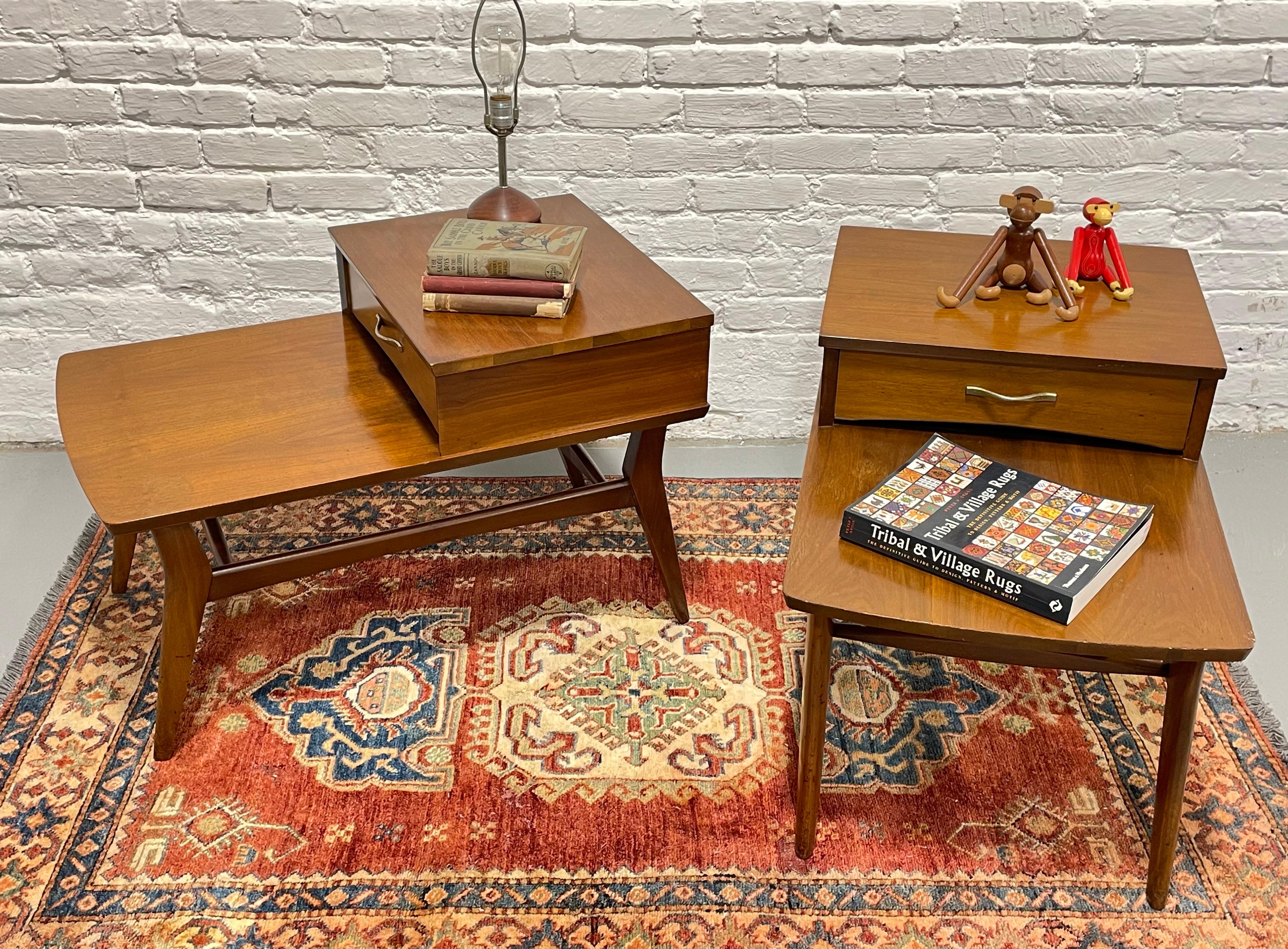 Mid Century MODERN Solid WALNUT Tiered End TABLES by Mersman, c. 1960's For Sale 2