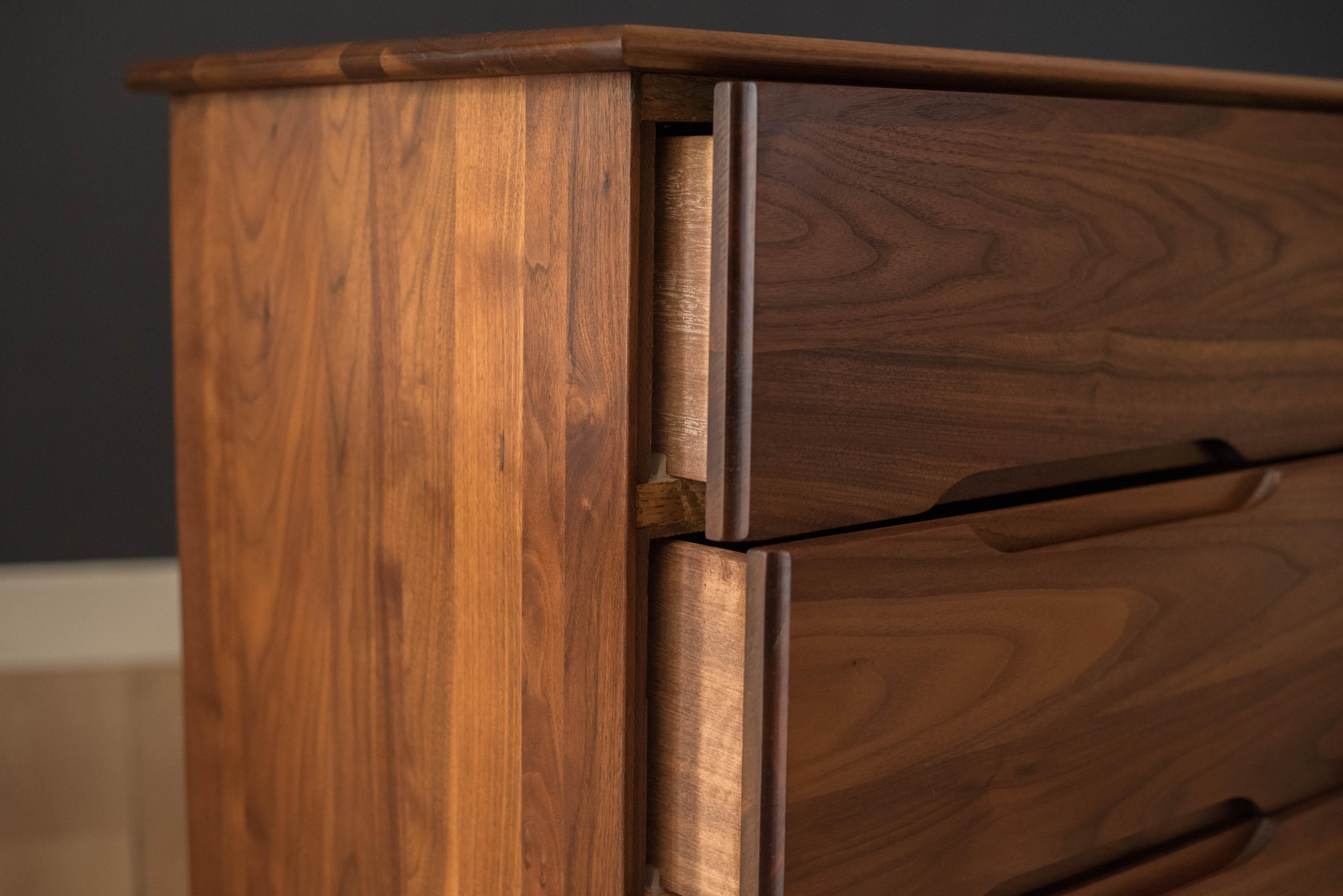 Mid-Century Modern Solid Walnut Triple Dresser 5