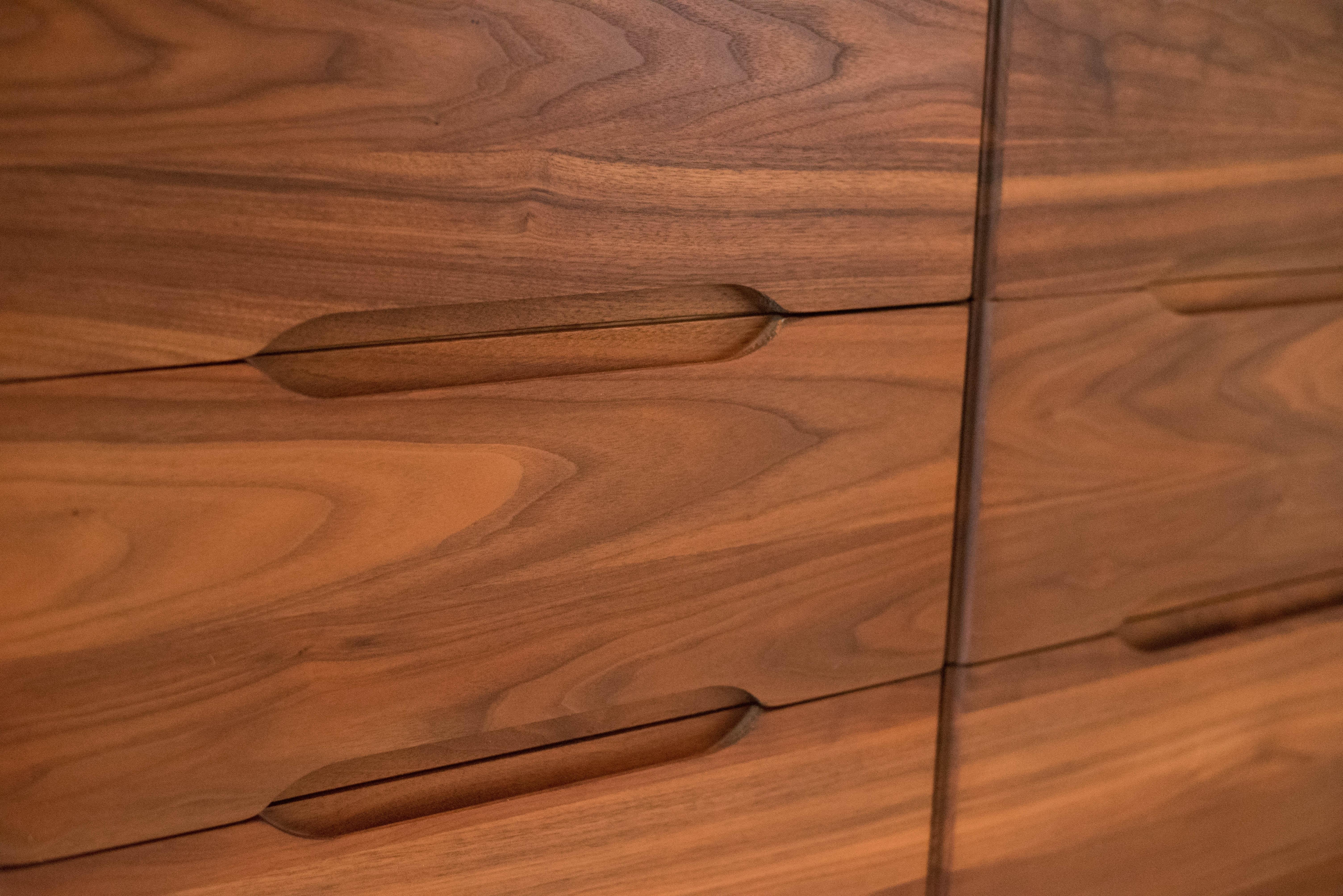 North American Mid-Century Modern Solid Walnut Triple Dresser
