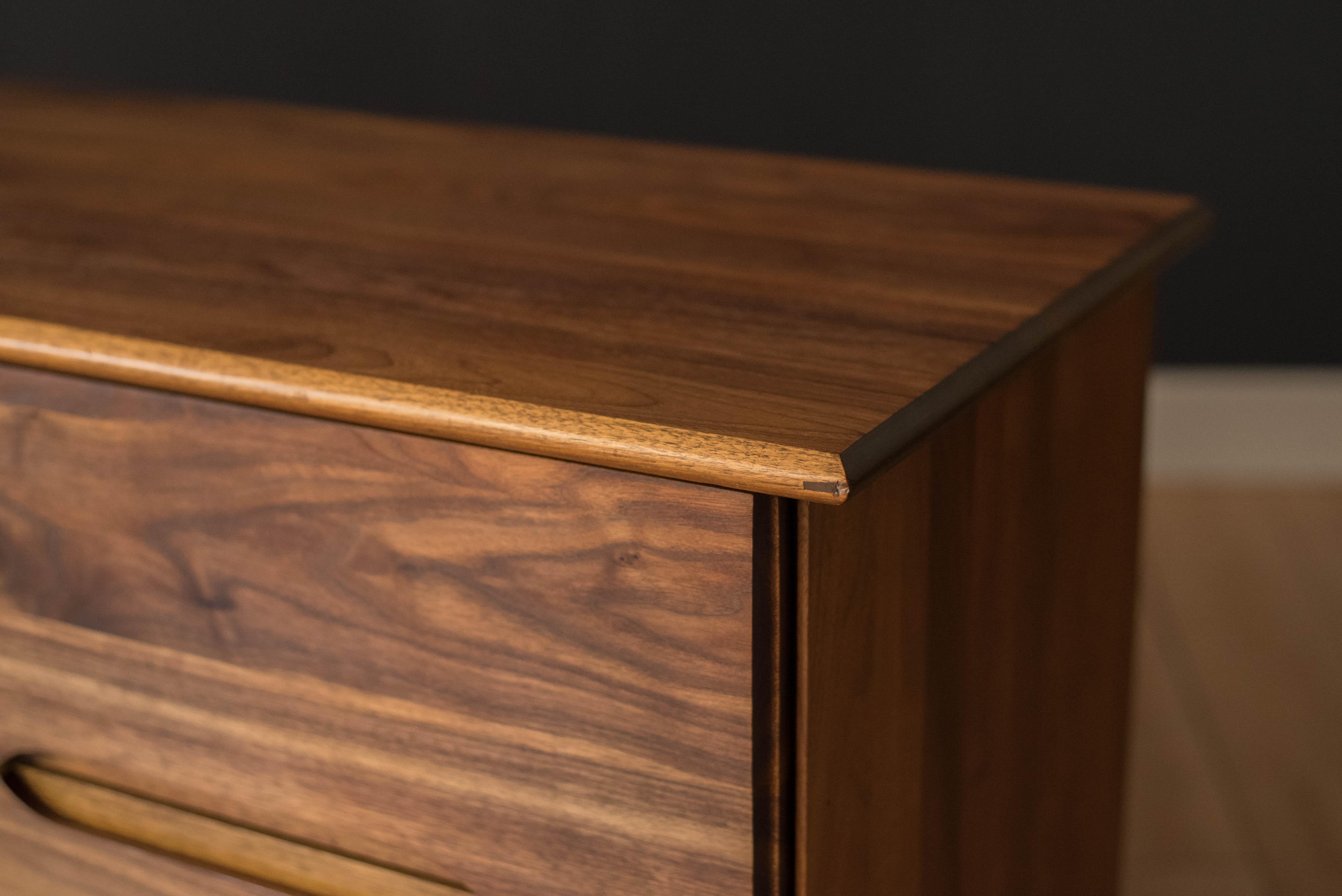 Mid-Century Modern Solid Walnut Triple Dresser 2