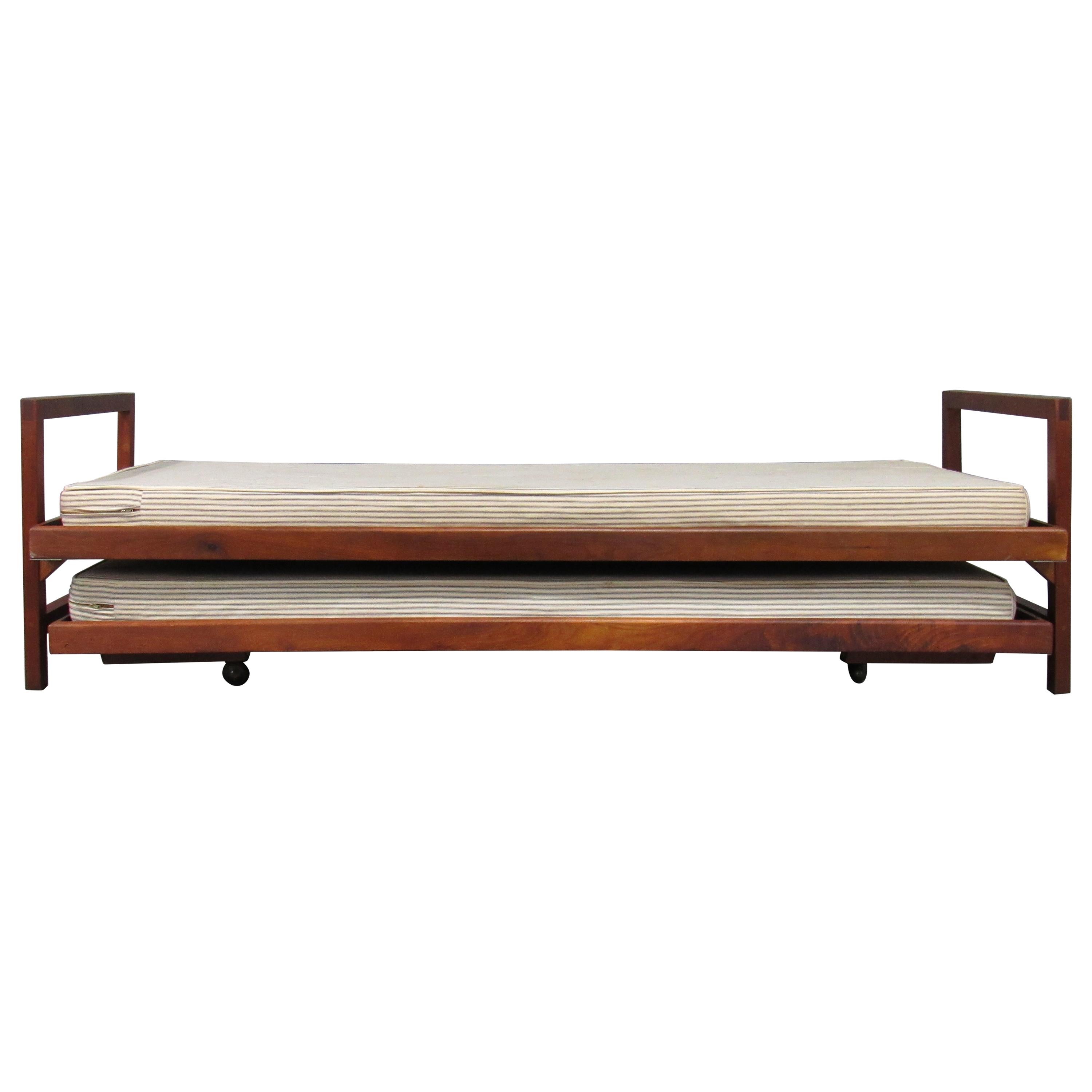 Mid-Century Modern Solid Walnut Trundle Pull-Out Daybed by Design Research