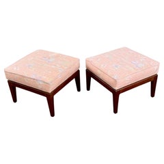Mid Century Modern Massiv Nussbaum gepolstert Fußhocker Satz von 2